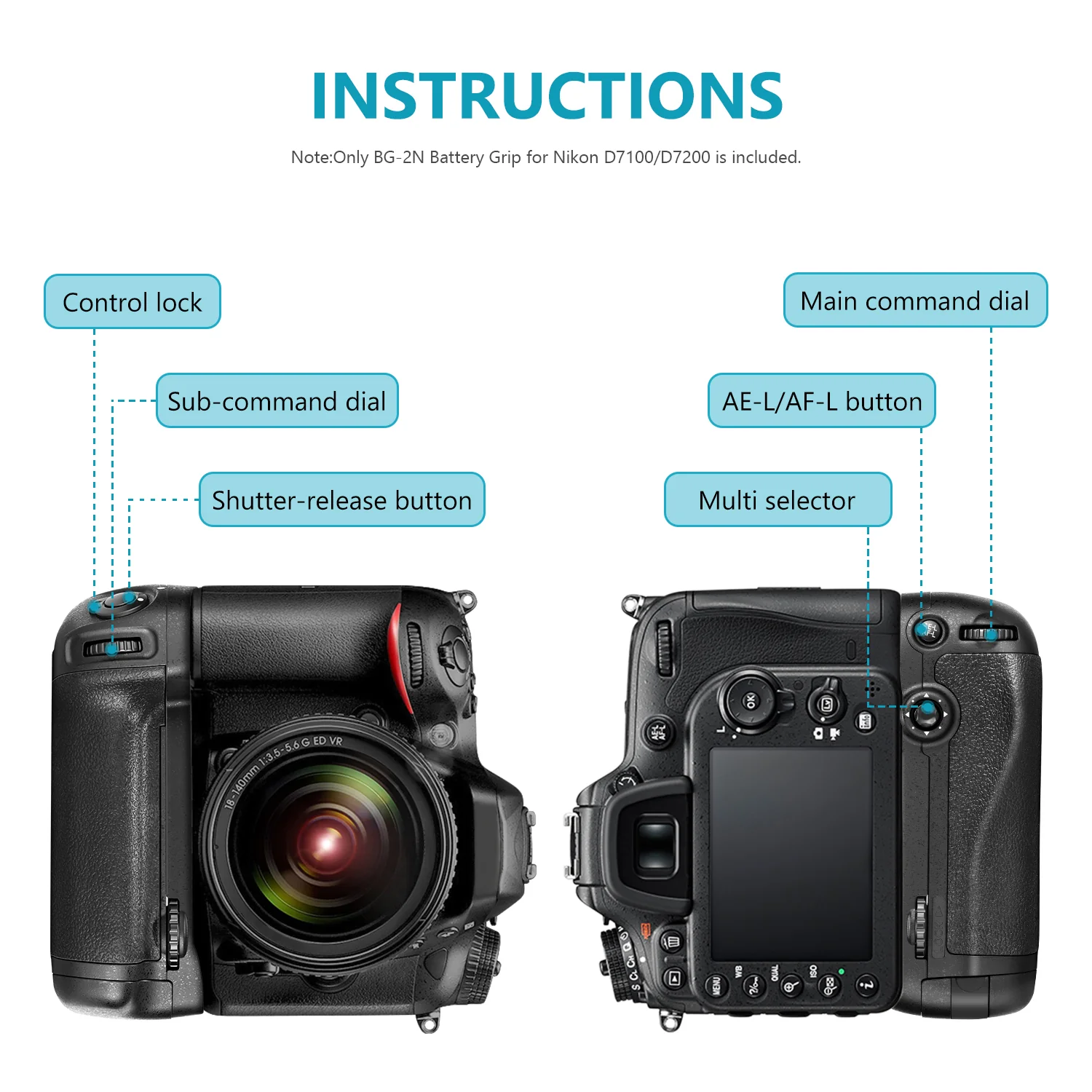 NEEWER MB-D15 Replacement Battery Grip for Nikon D7100 D7200 - Image 3