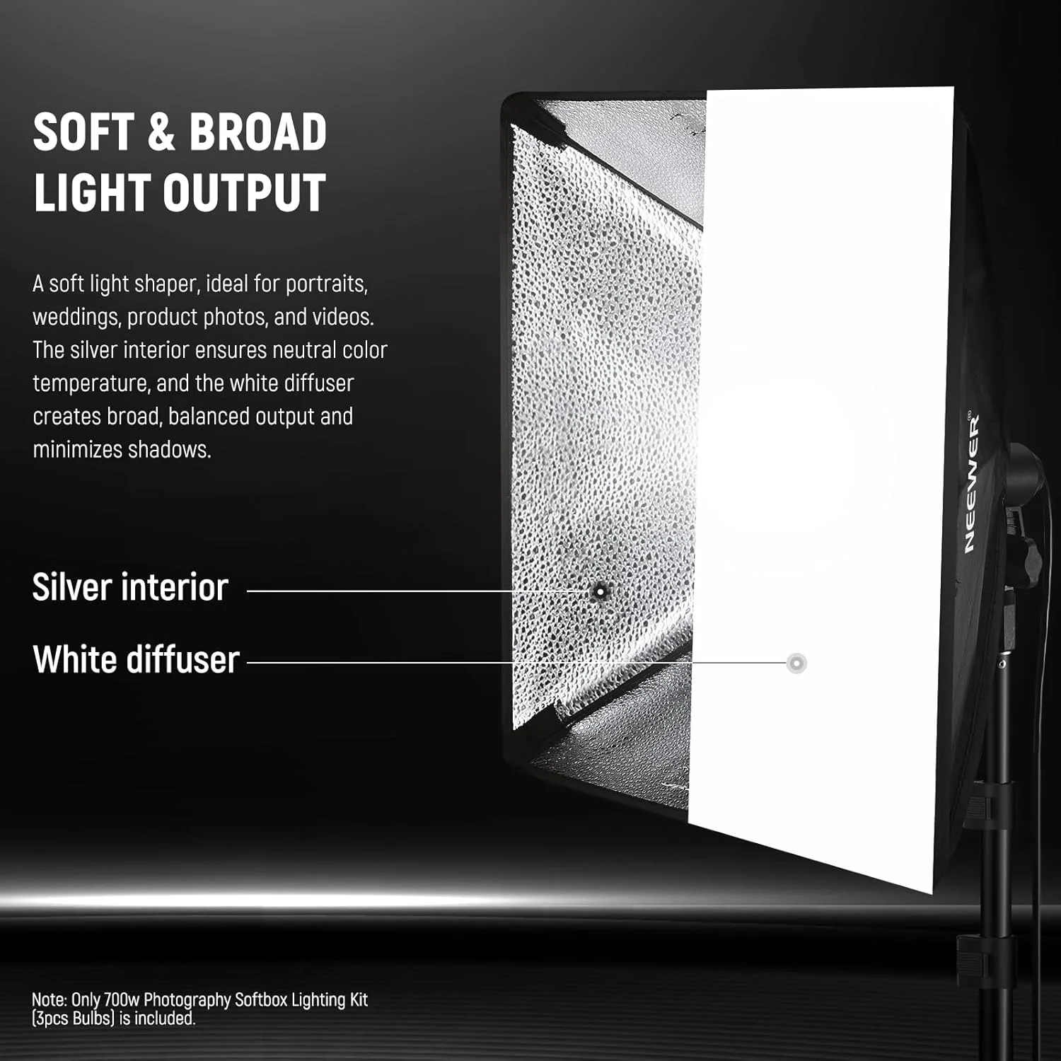 NEEWER NK200 24x24"/60x60cm 700W Softbox Lighting Kit - Image 12