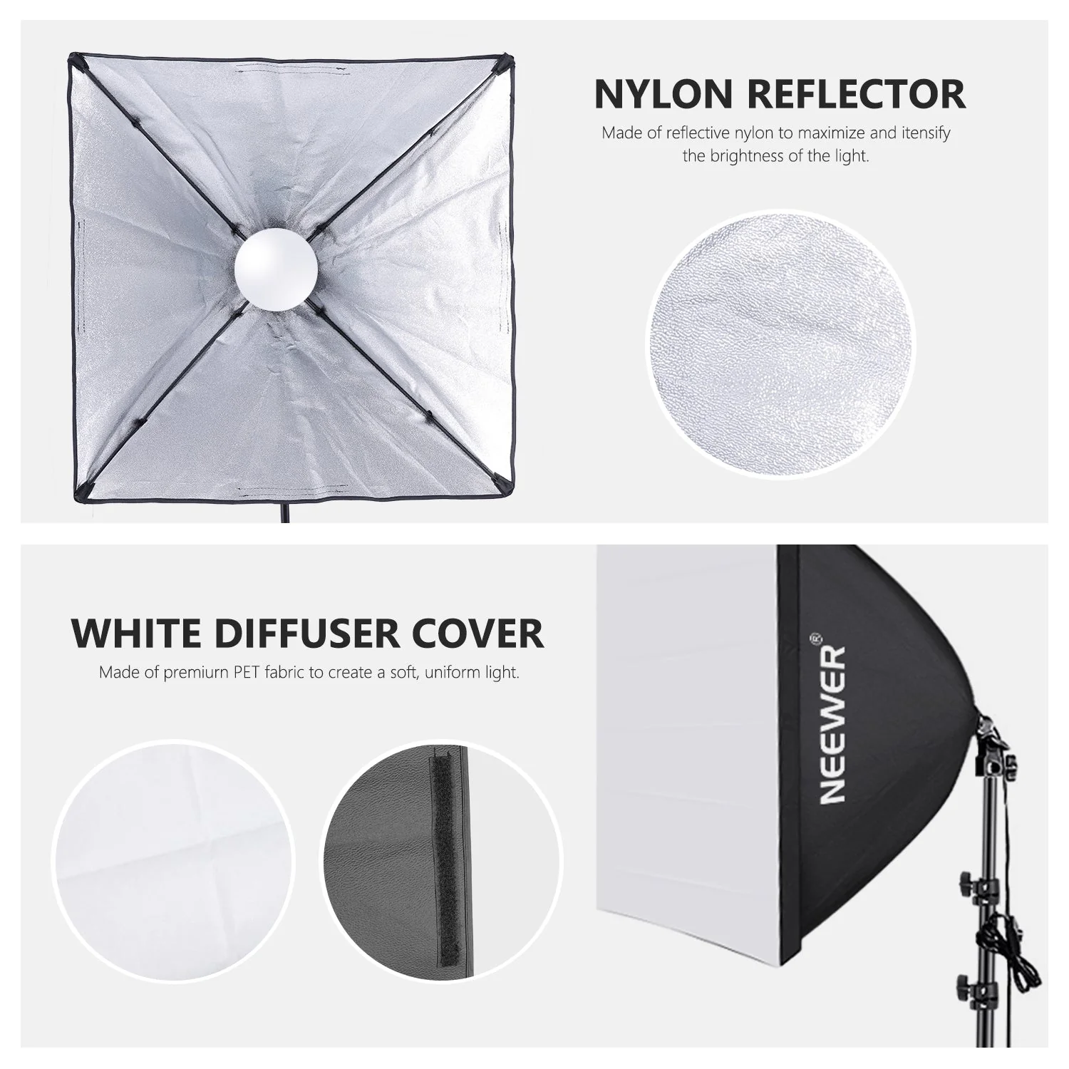NEEWER NK200 24x24"/60x60cm 700W Softbox Lighting Kit - Image 4