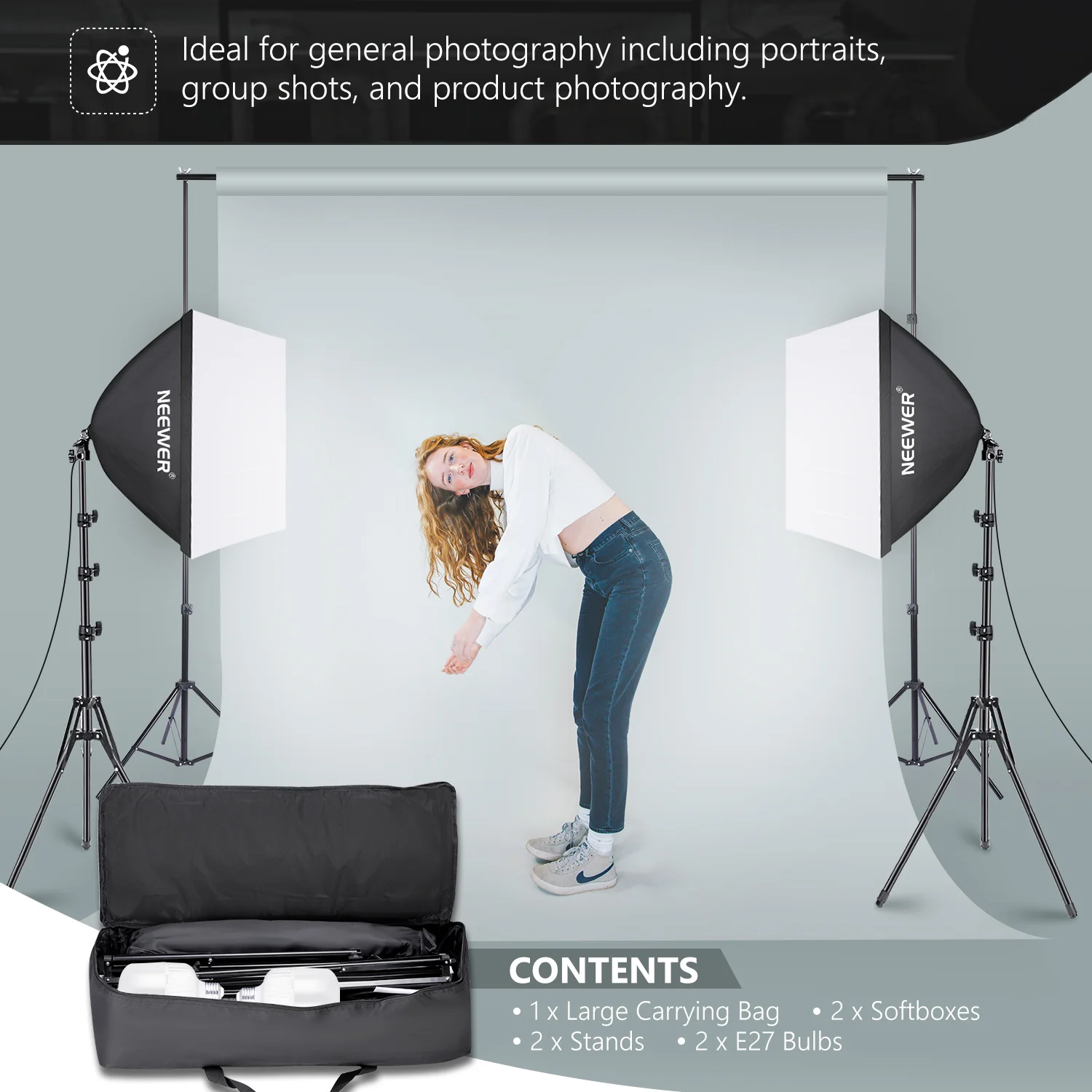 NEEWER NK200 24x24"/60x60cm 700W Softbox Lighting Kit - Image 7