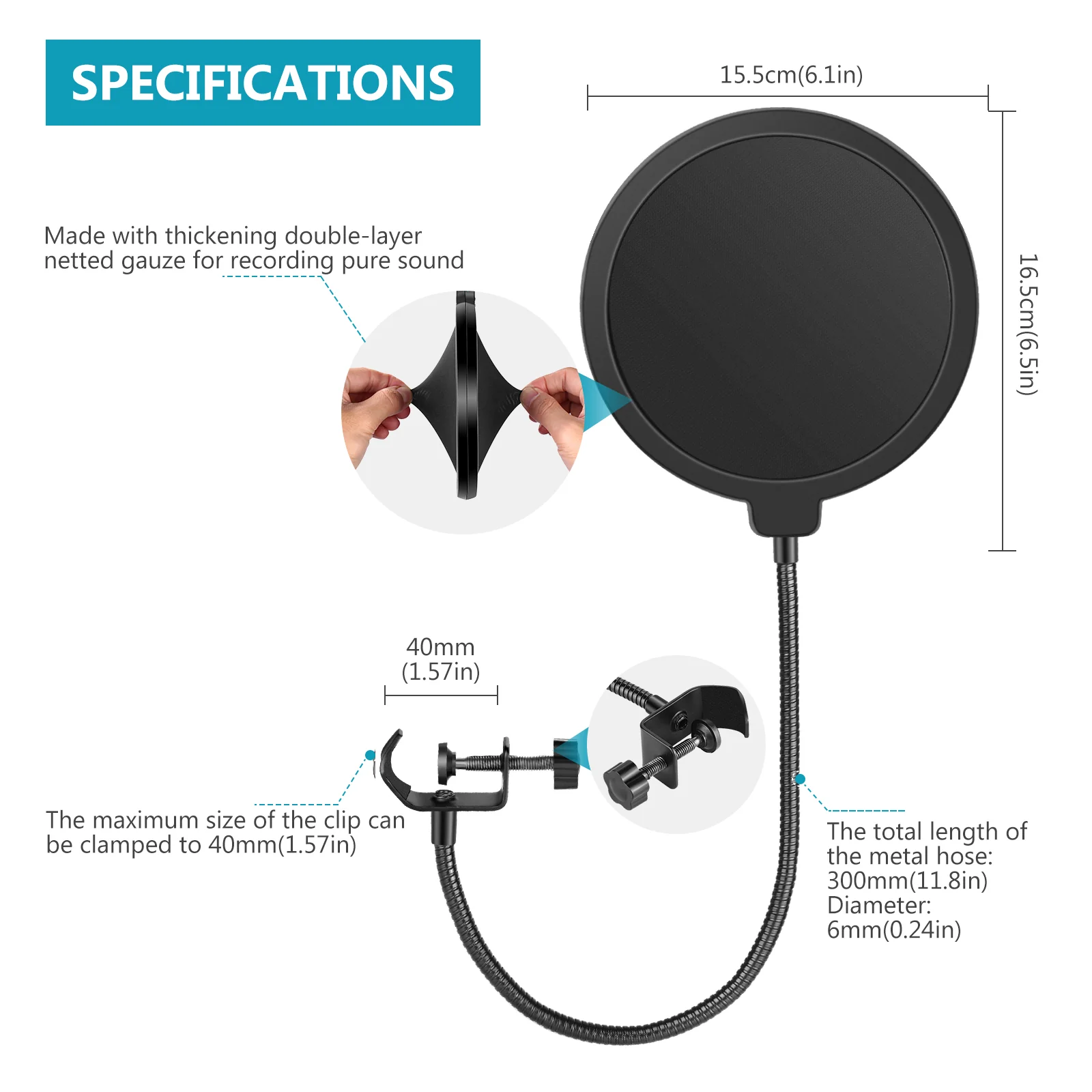 NEEWER NWN3 Studio Microphone Pop Filter Mask Shield - Image 3