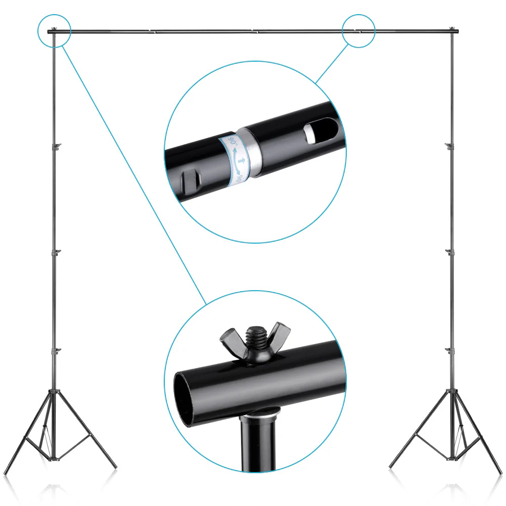 NEEWER 3x2.6m/10x8.5ft Background Stand Support System with 2.8x1.8m Backdrops - Image 3