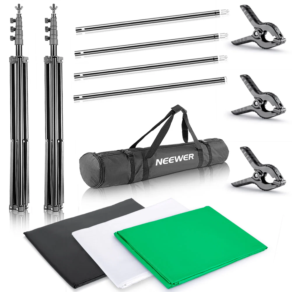 NEEWER 3x2.6m/10x8.5ft Background Stand Support System with 2.8x1.8m Backdrops - Image 8