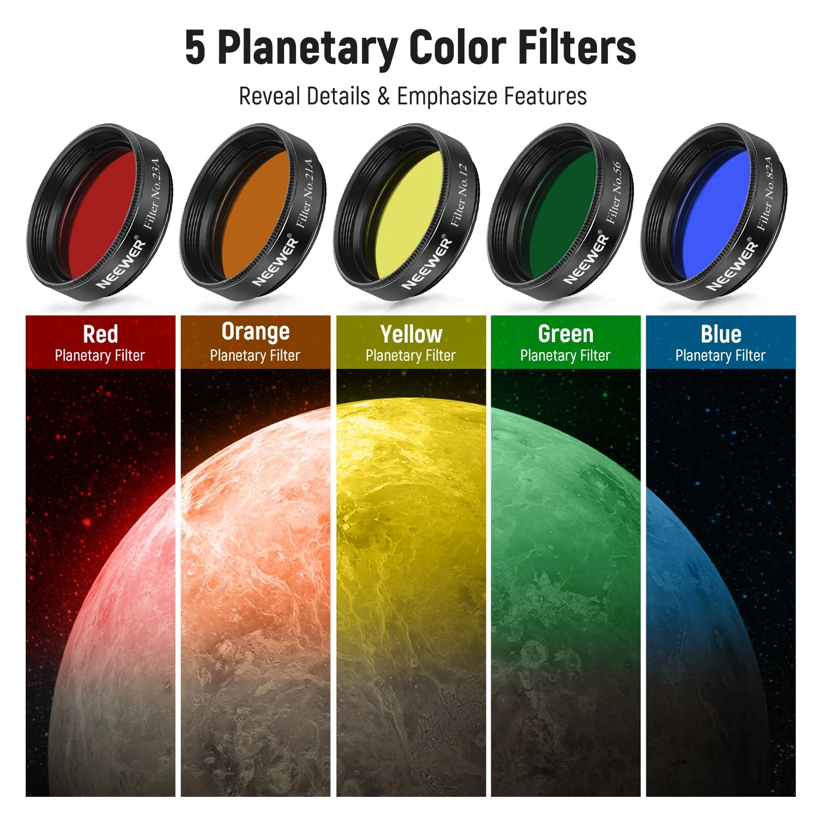 NEEWER 1.25” Telescope Eyepiece Filter Set - Image 3