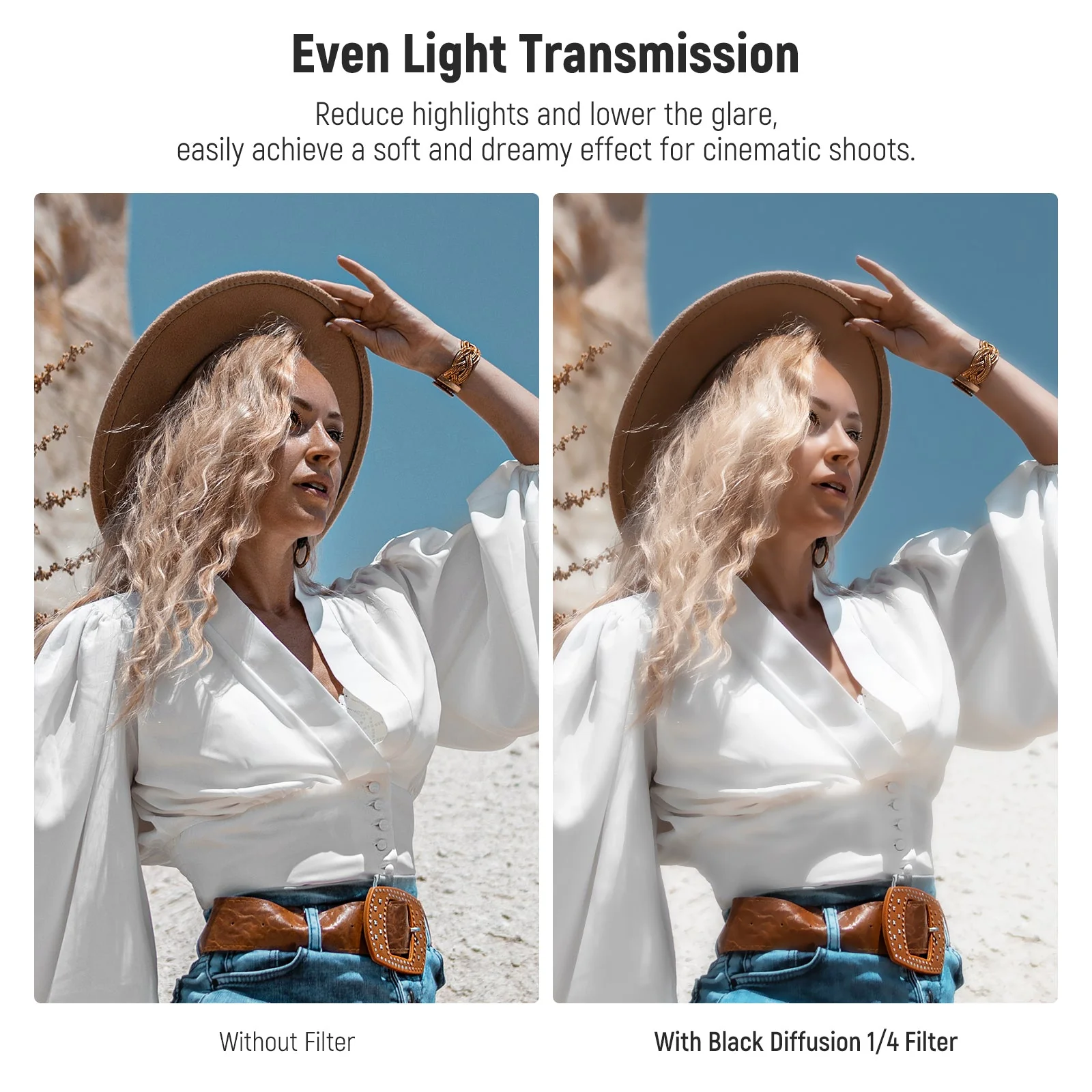 NEEWER 1/4 Black Diffusion Filter Cinematic Dreamy Effect Filter - Image 2