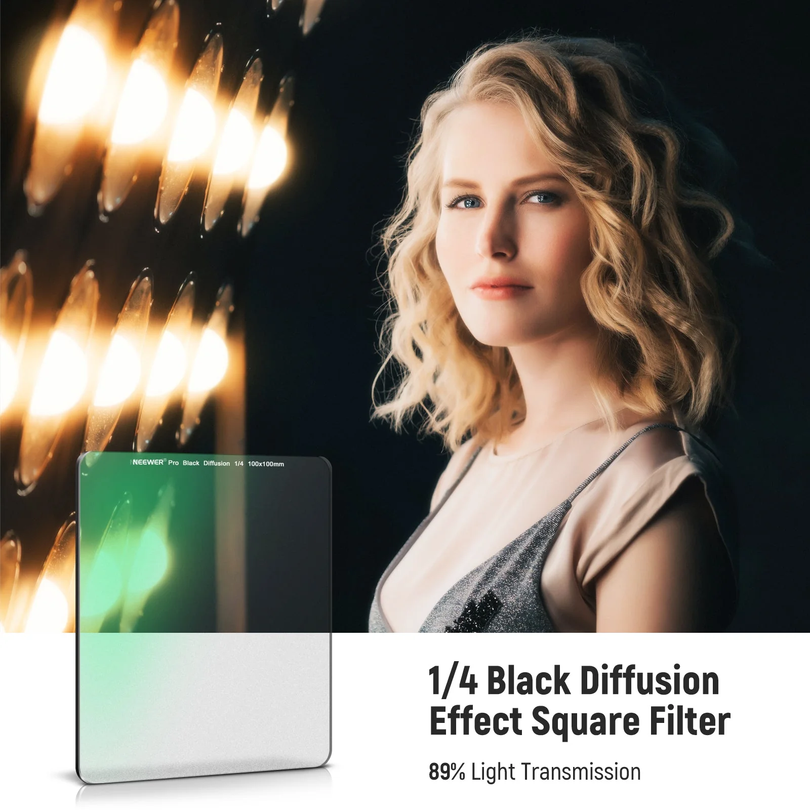 NEEWER 100x100mm 1/4 Black Diffusion Special Effect Square Filter - Image 2