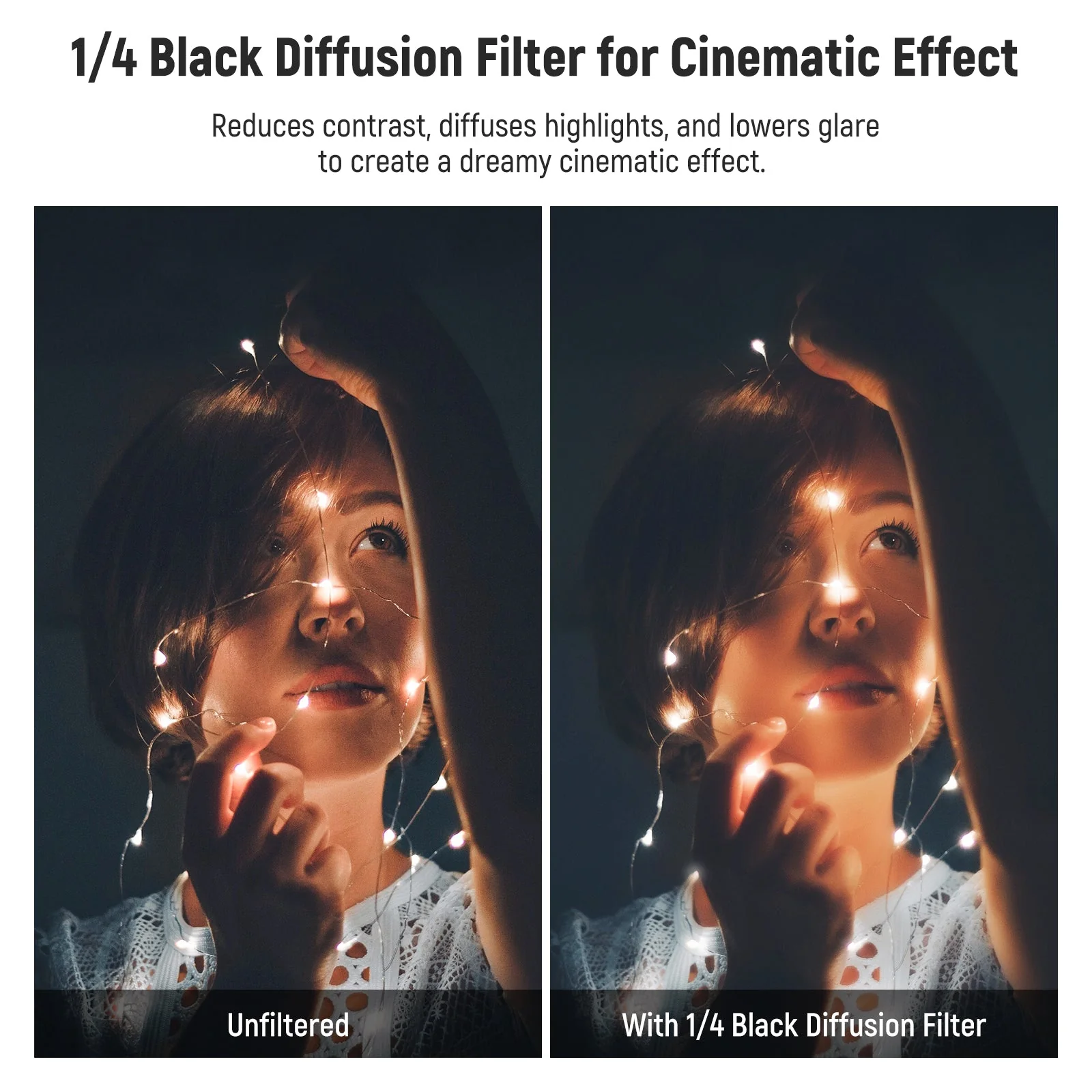 NEEWER 100x100mm 1/4 Black Diffusion Special Effect Square Filter - Image 5