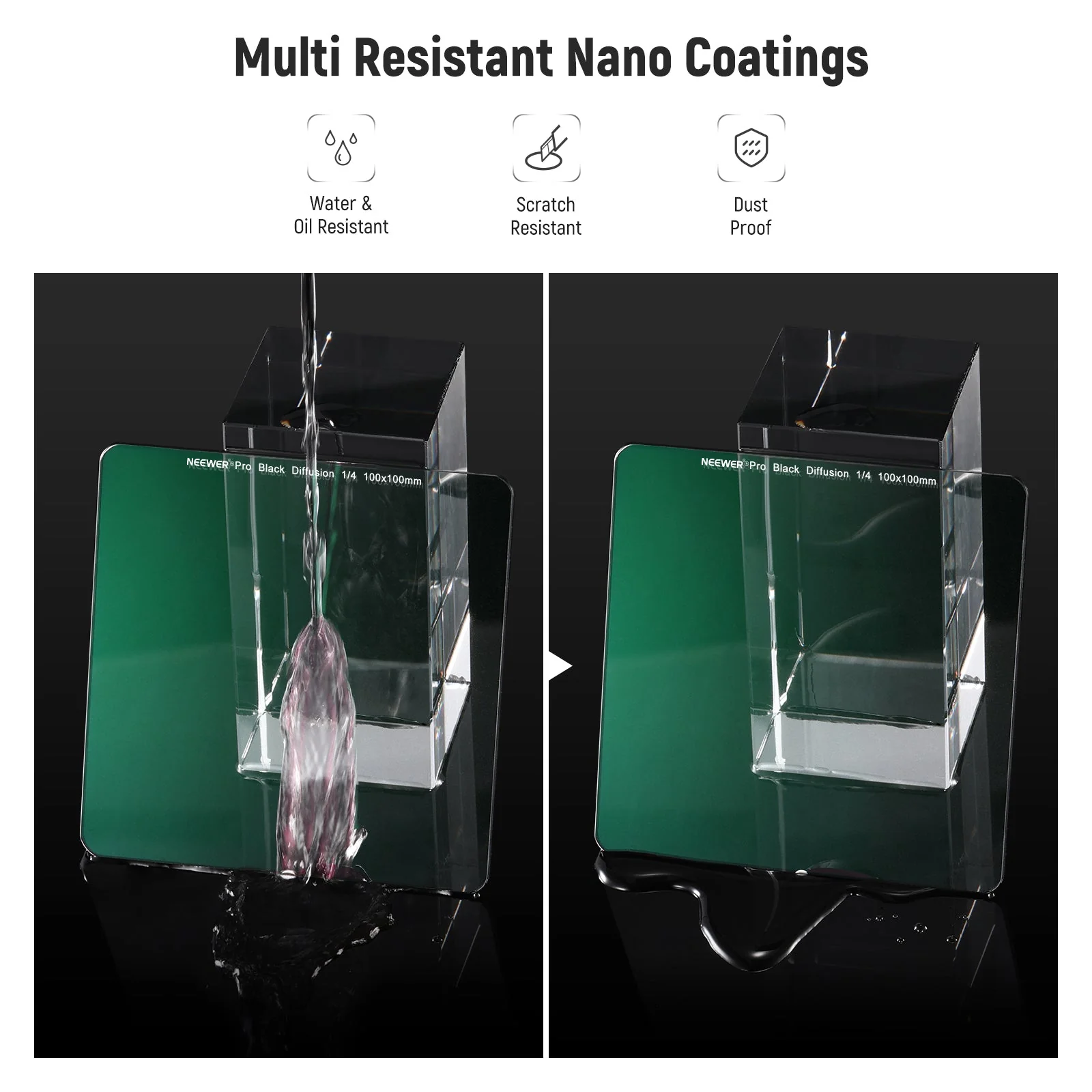 NEEWER 100x100mm 1/4 Black Diffusion Special Effect Square Filter - Image 7