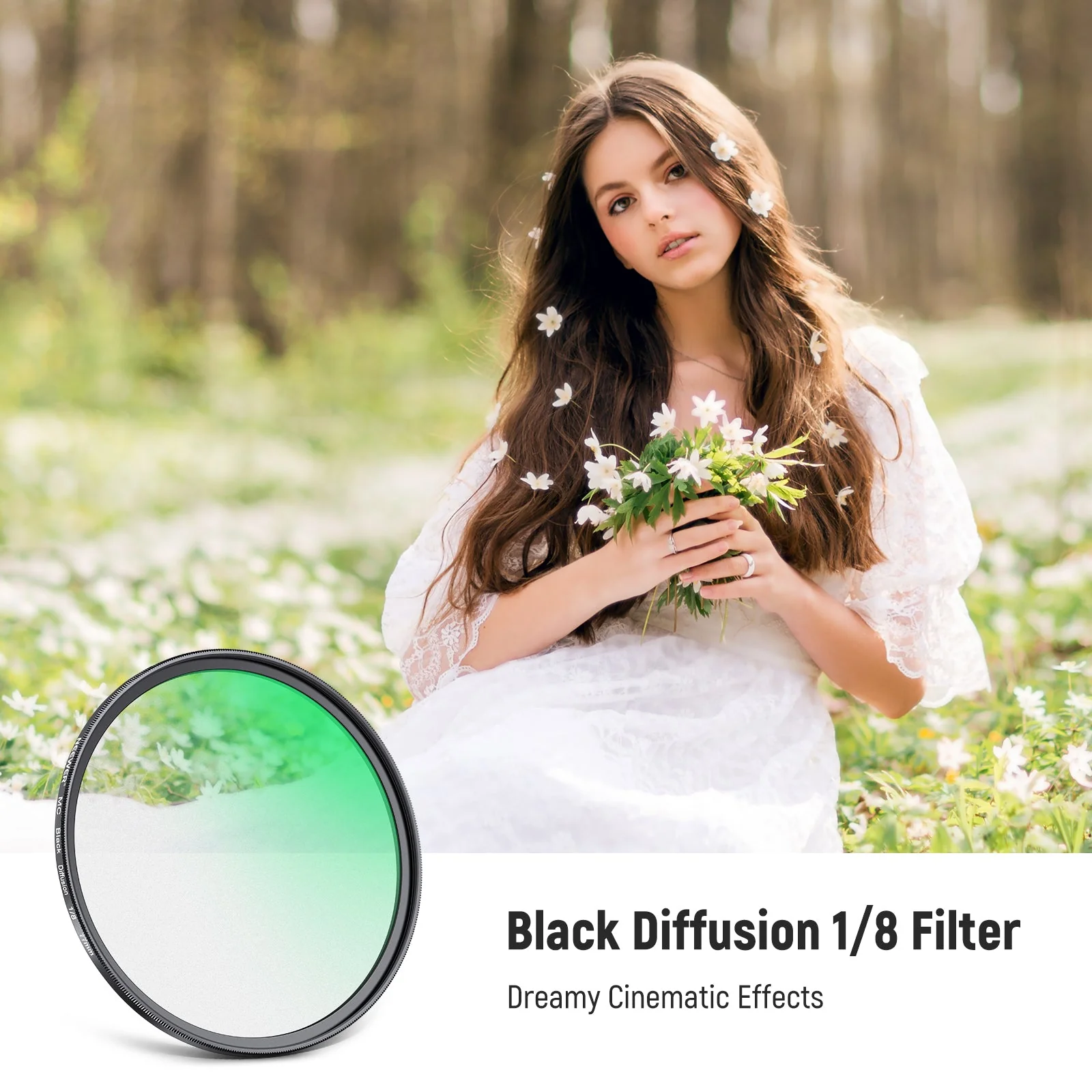NEEWER 1/8 Black Diffusion Filter Cinematic Dreamy Effect Filter - Image 2