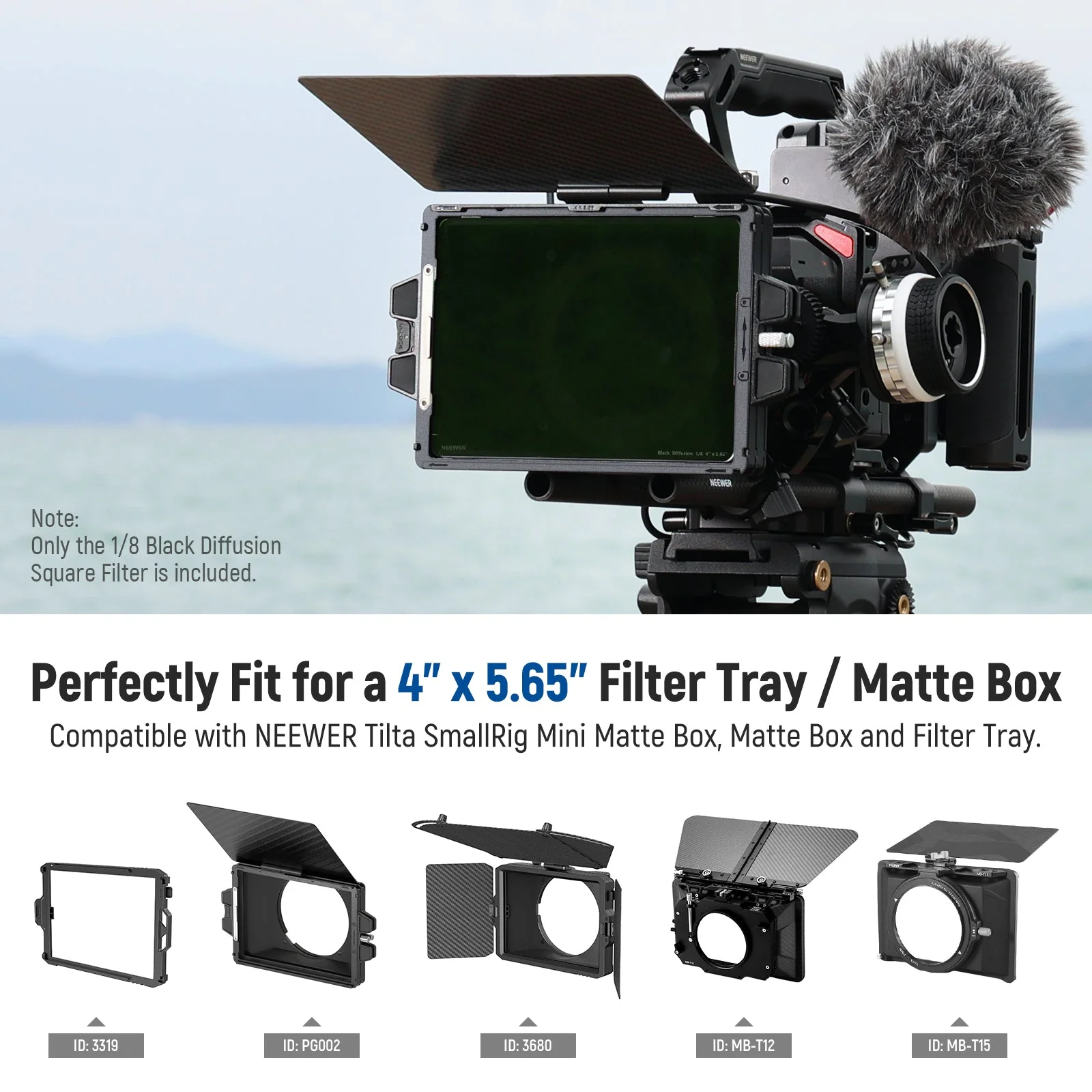 NEEWER 1/8 Black Diffusion Mist Dreamy Effect 4"x5.65" Square Filter - Image 3