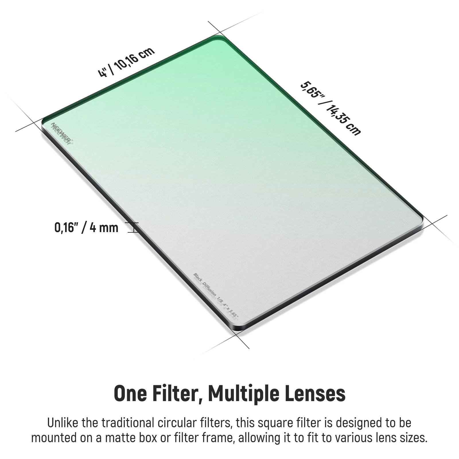 NEEWER 1/8 Black Diffusion Mist Dreamy Effect 4"x5.65" Square Filter - Image 8