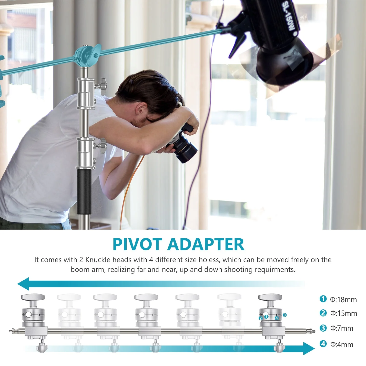 NEEWER 10Ft/3M C-Stand with 4 Ft/1.2M Extension Boom Arm&Bag - Image 3