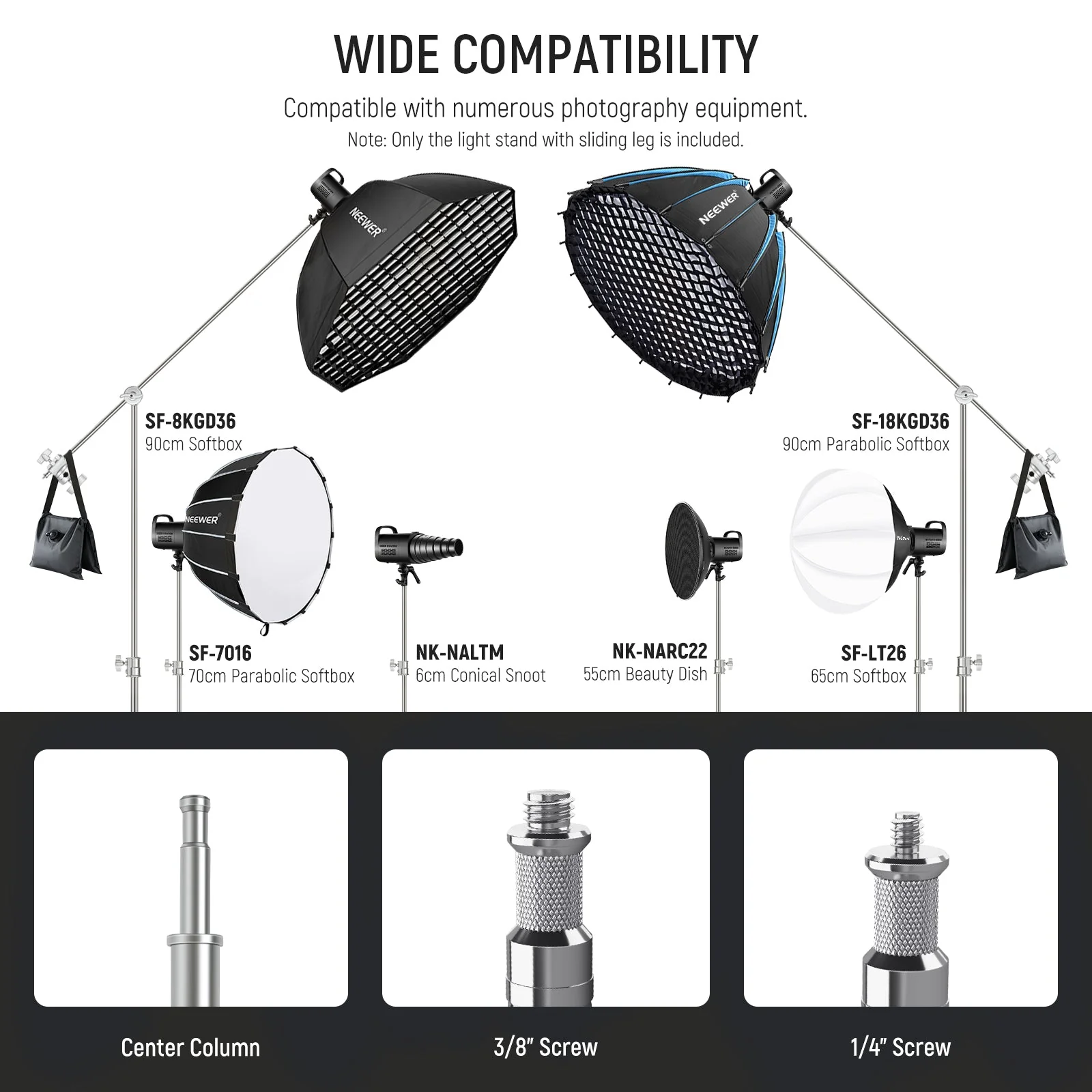 NEEWER Pro 330cm/340cm Stainless Steel Air Cushion C Stand with Boom Arm - Image 4