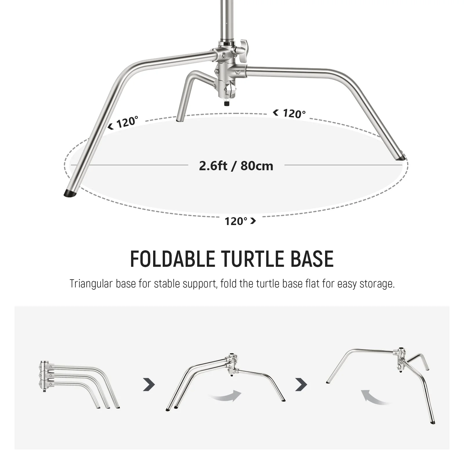 NEEWER Pro 330cm/340cm Stainless Steel Air Cushion C Stand with Boom Arm - Image 8