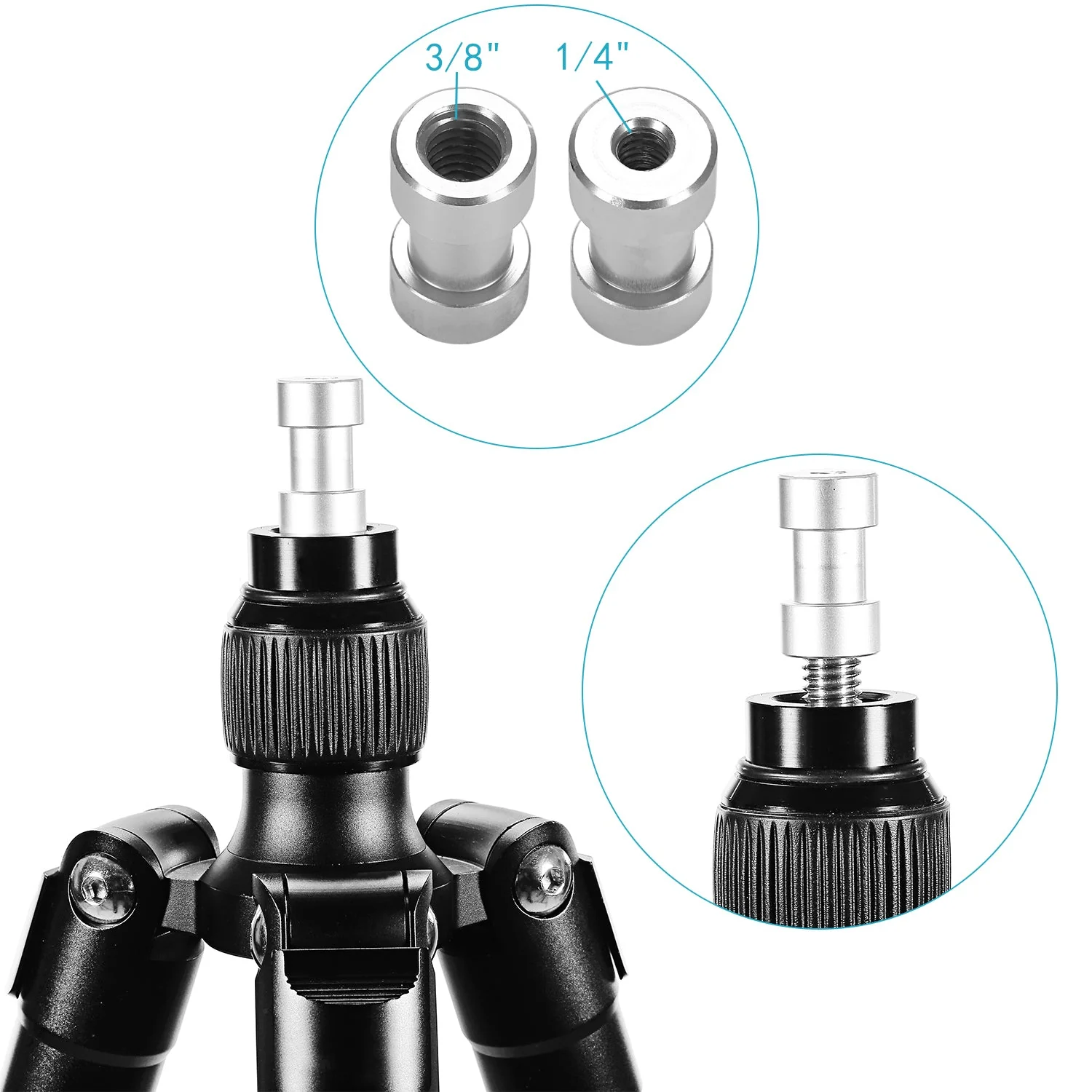 NEEWER 15 Pieces 1/4" 3/8" Metal Threaded Screw Converter - Image 4