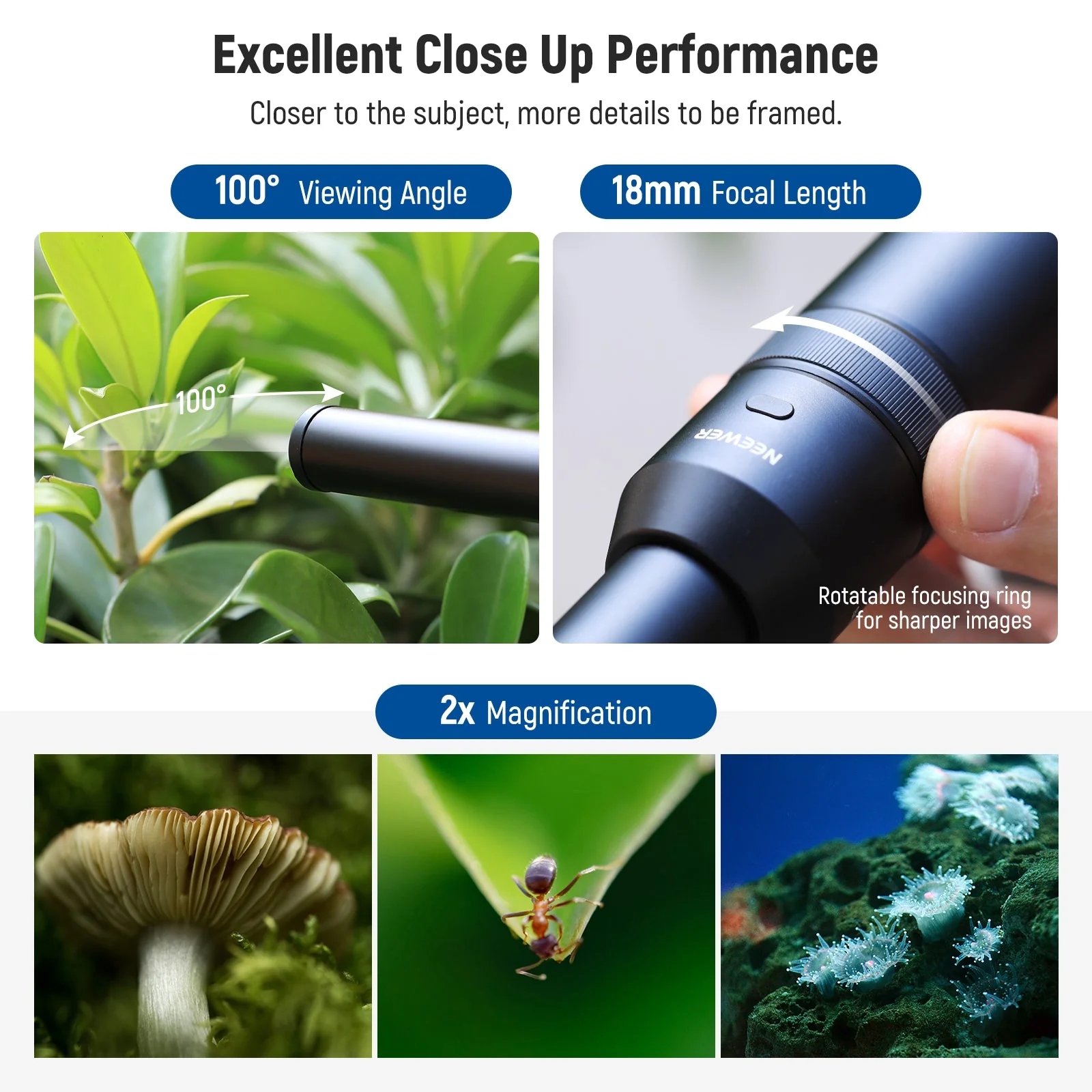 NEEWER LS-51 18mm Wide Angle 2x Macro Probe Phone Lens with 17mm Thread - Image 3