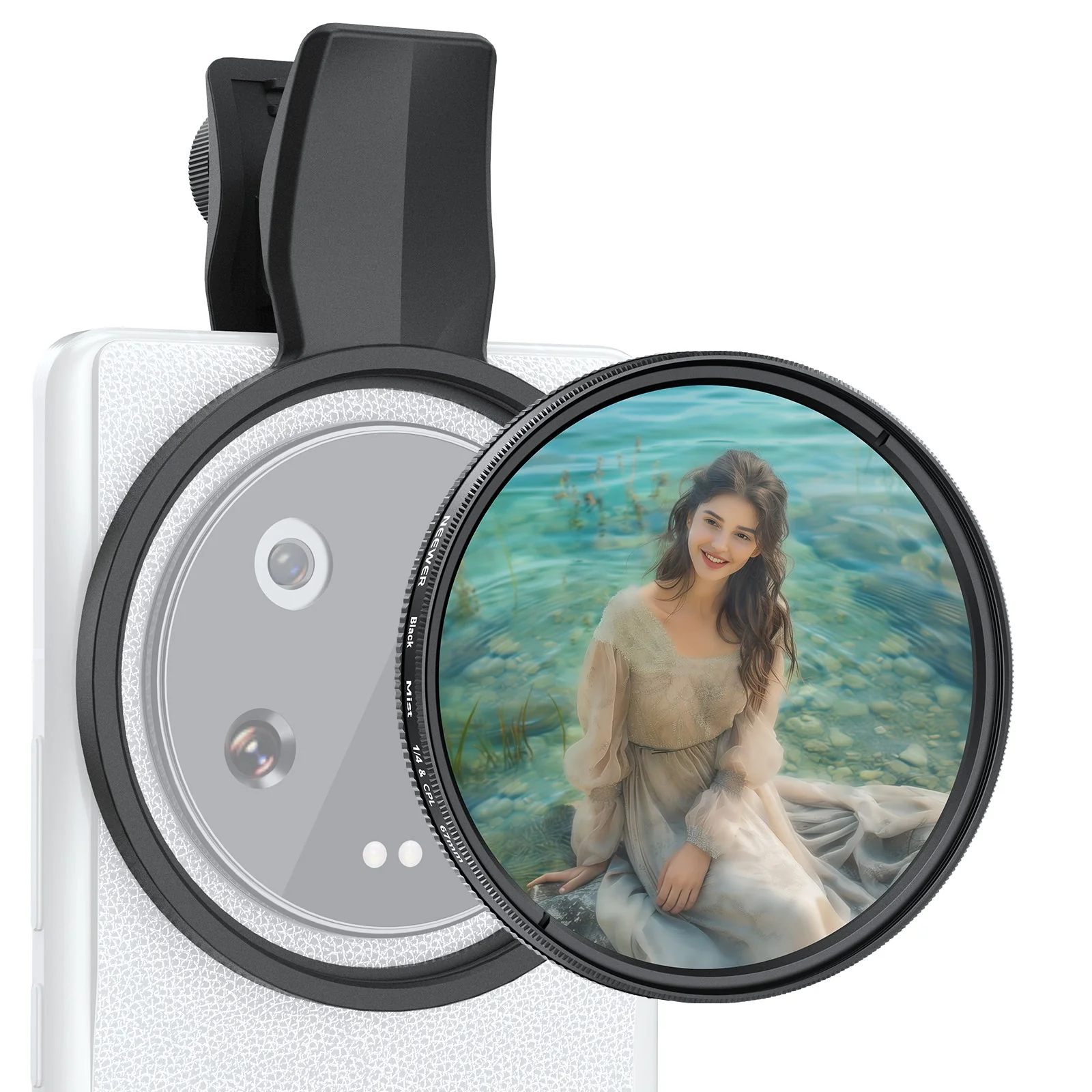 NEEWER 2 in 1 67mm Clip On CPL & Black Mist Diffusion 1/4 Filter For Smartphone - Image 10