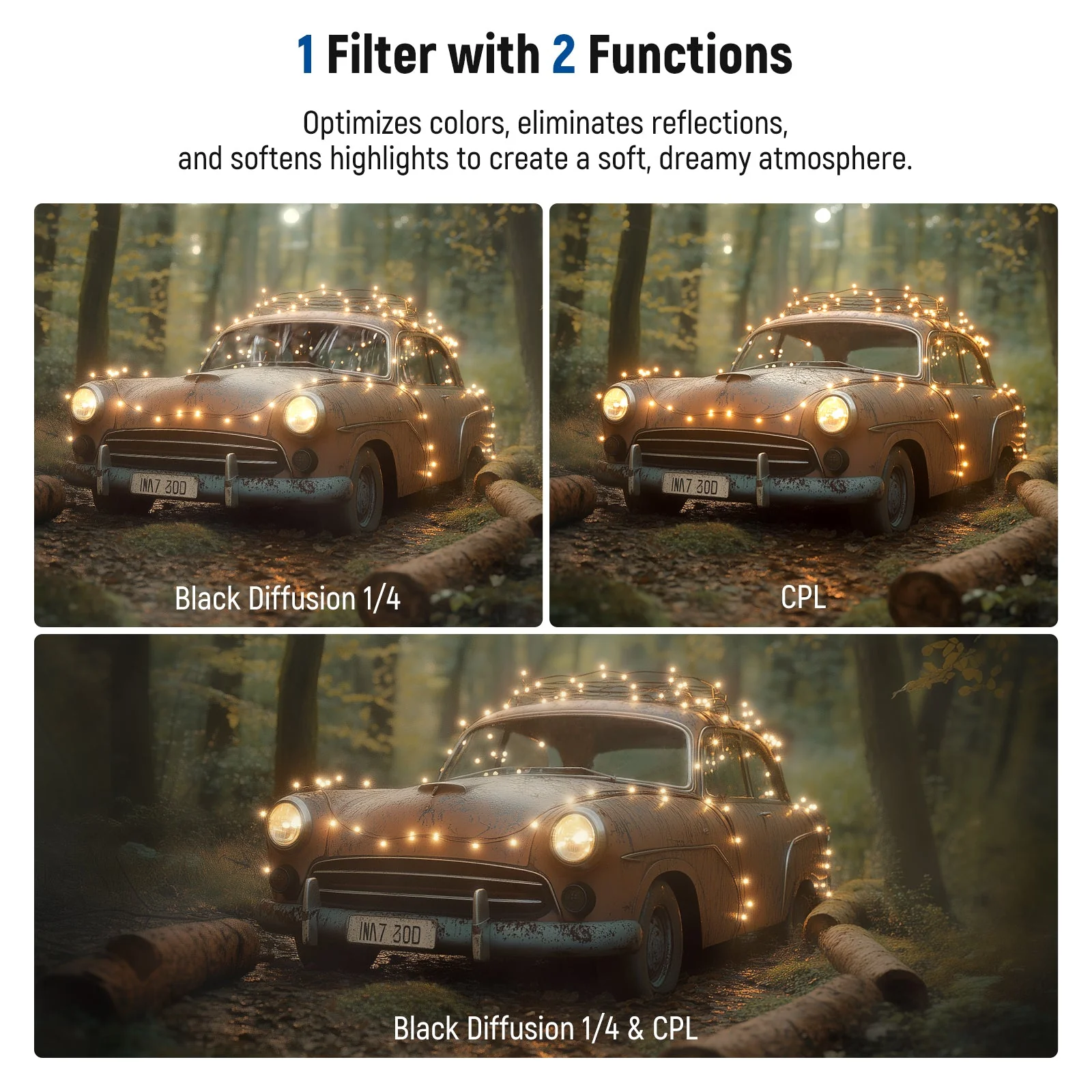 NEEWER 2 in 1 67mm Clip On CPL & Black Mist Diffusion 1/4 Filter For Smartphone - Image 14