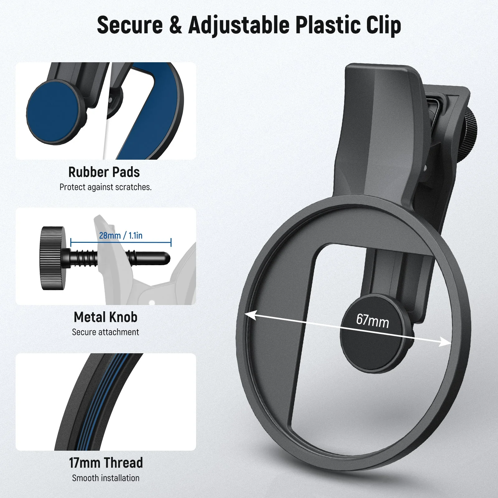 NEEWER 2 in 1 67mm Clip On CPL & Black Mist Diffusion 1/4 Filter For Smartphone - Image 3