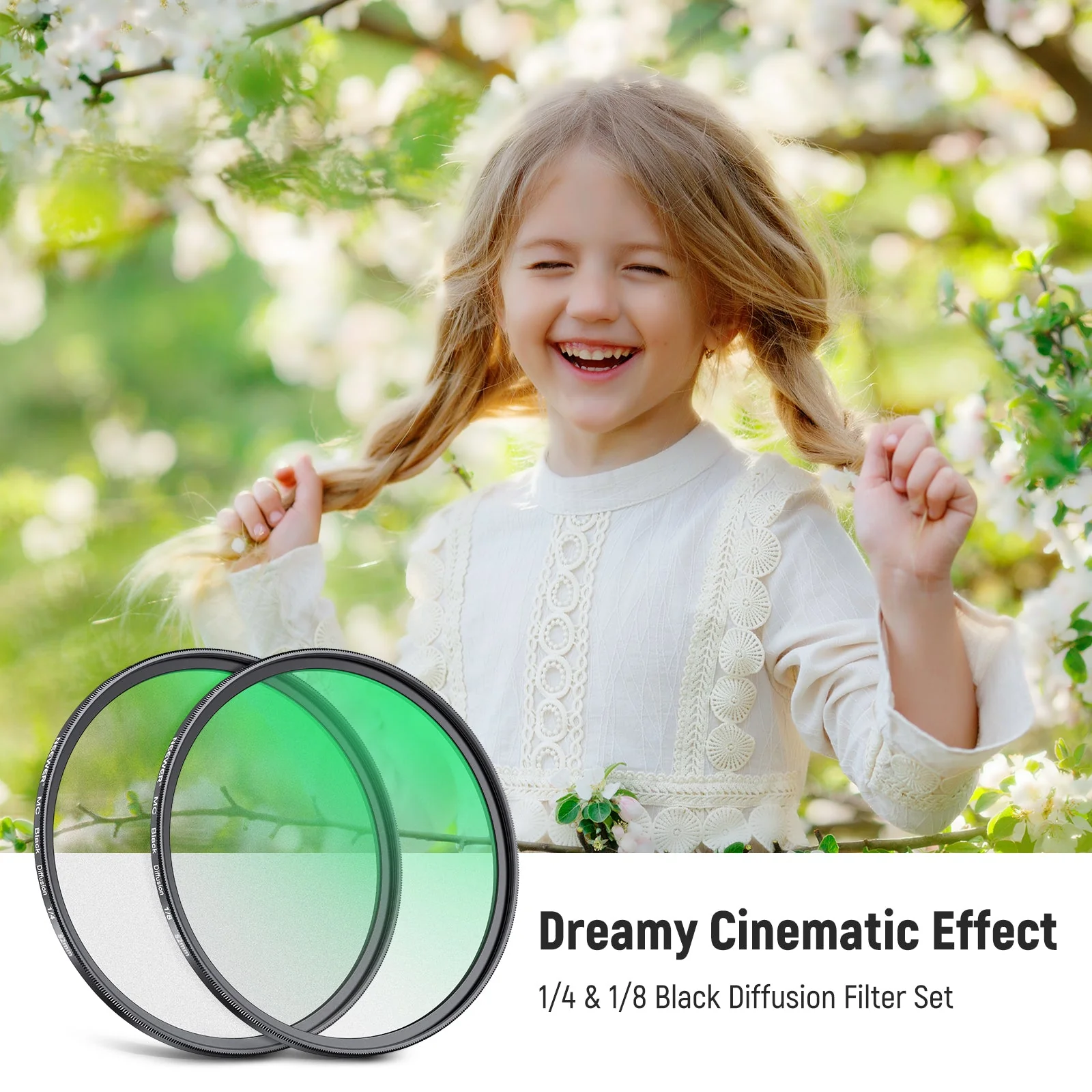 NEEWER 2 Pack 1/4 & 1/8 Black Diffusion Lens Filter Set - Image 2