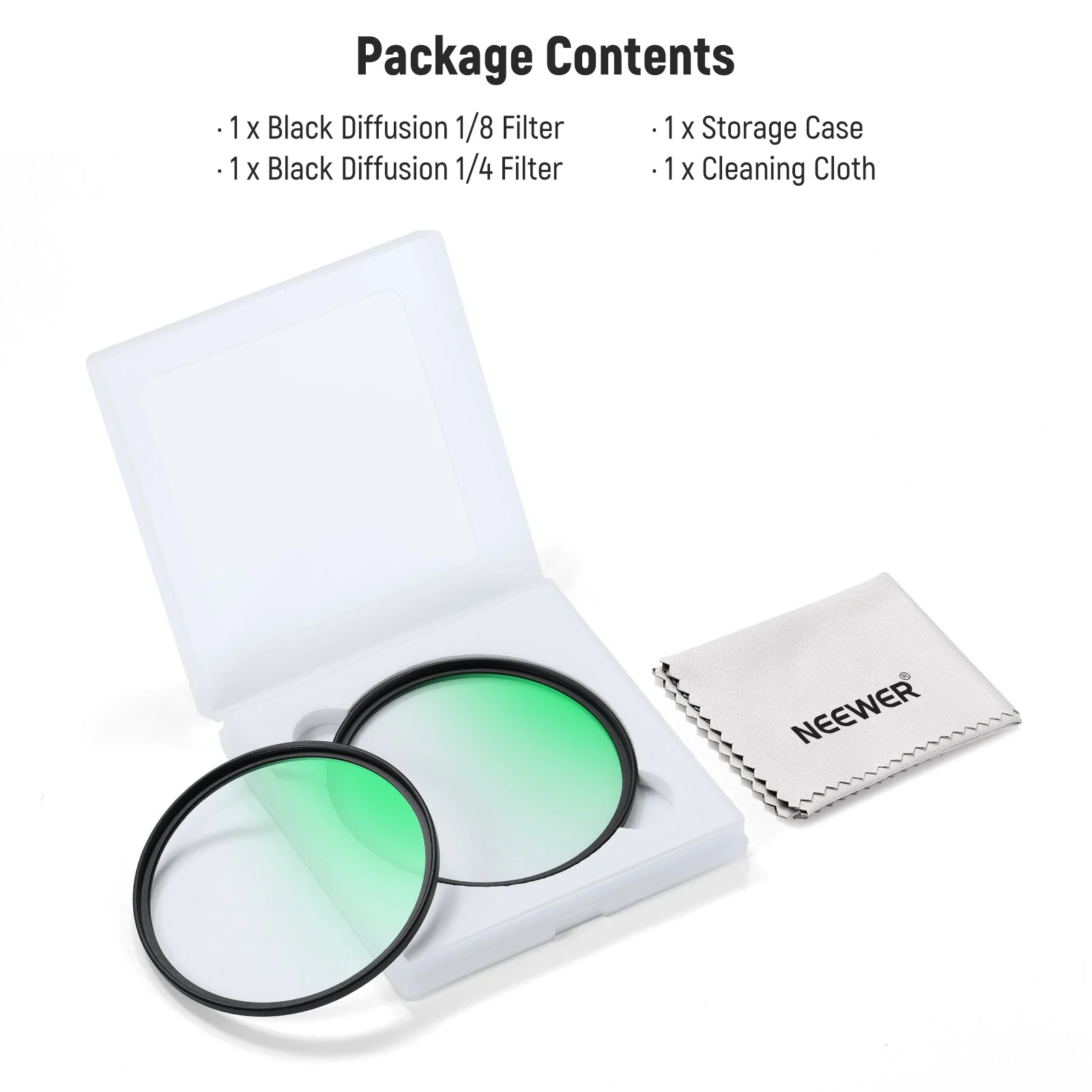 NEEWER 2 Pack 1/4 & 1/8 Black Diffusion Lens Filter Set - Image 9