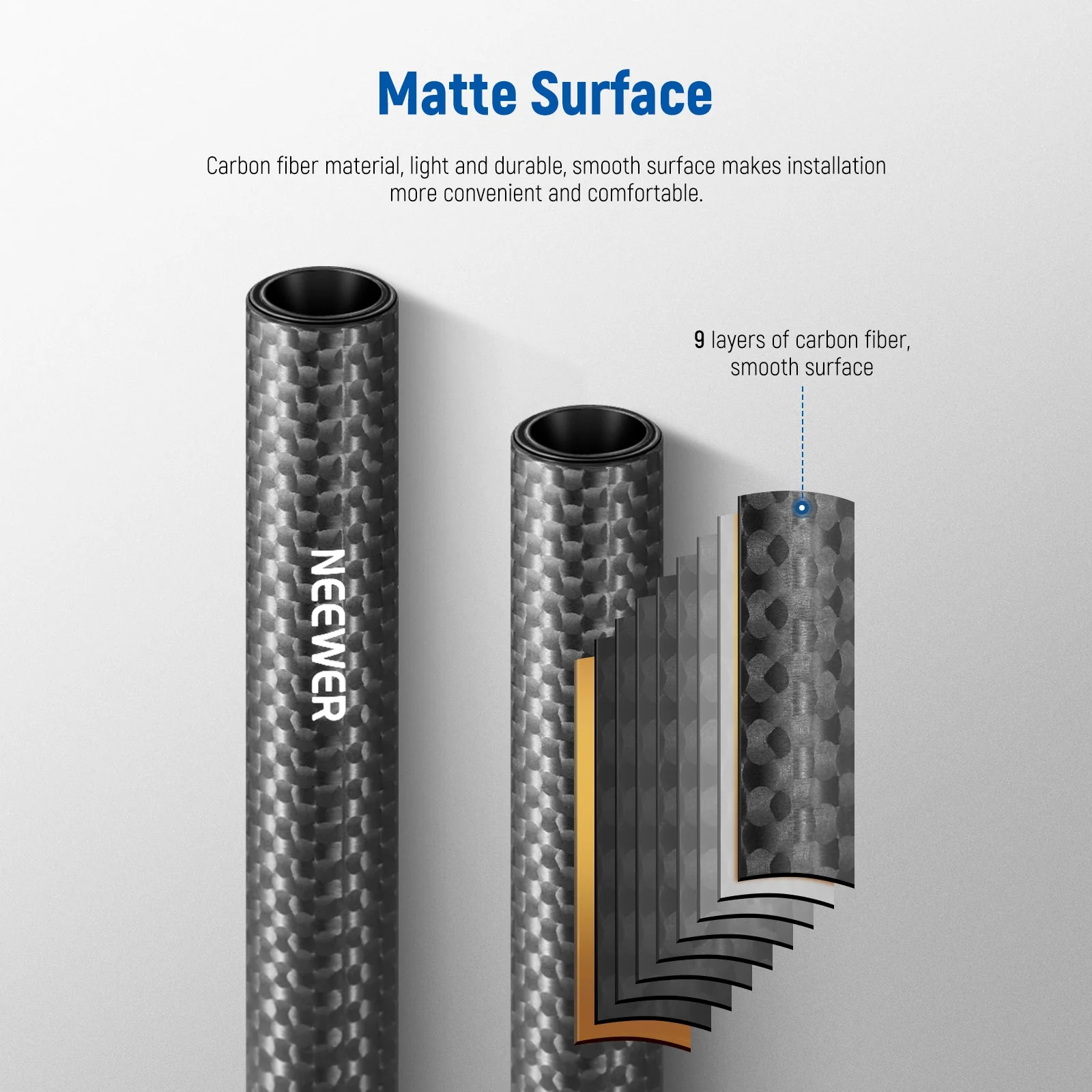 NEEWER SR002 2 Pack 15mm Extension Rods Carbon Fiber - Image 3