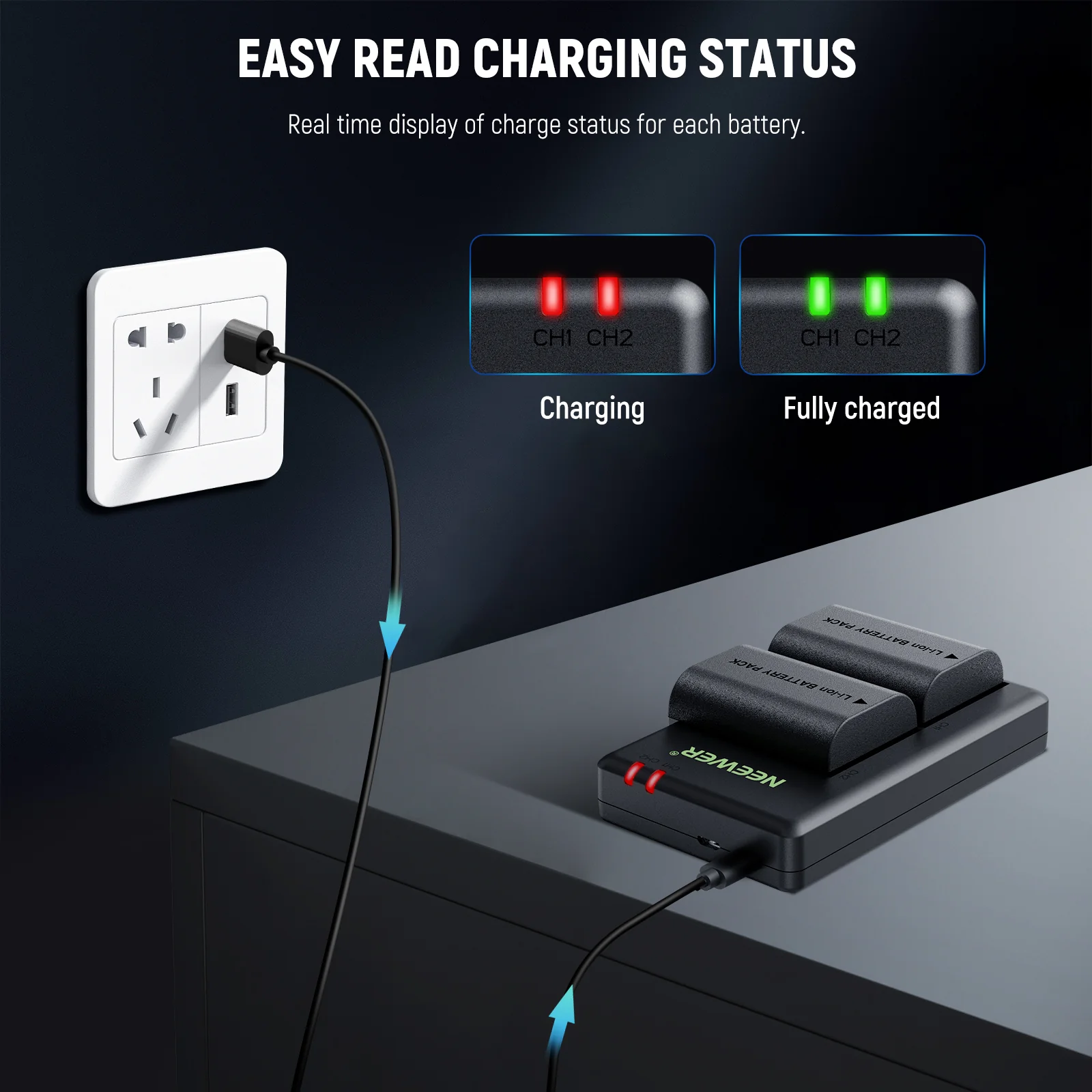 NEEWER 2 Pack 2200mAh LP-E6P/LP-E6NH Replacement Batteries & USB Dual Charger - Image 6