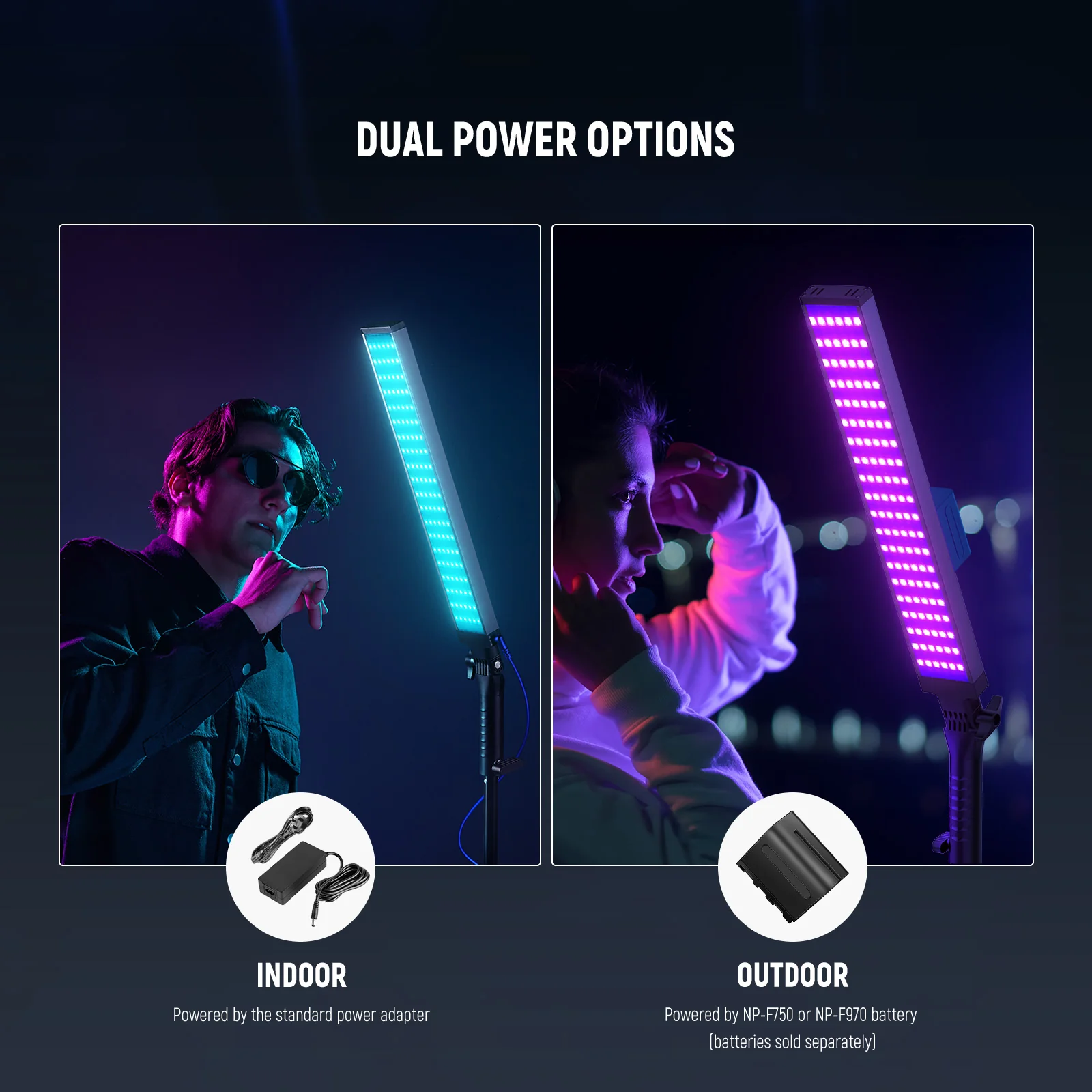 NEEWER 2 Pack BH20C RGB Light Stick Studio Lighting Kit - Image 7