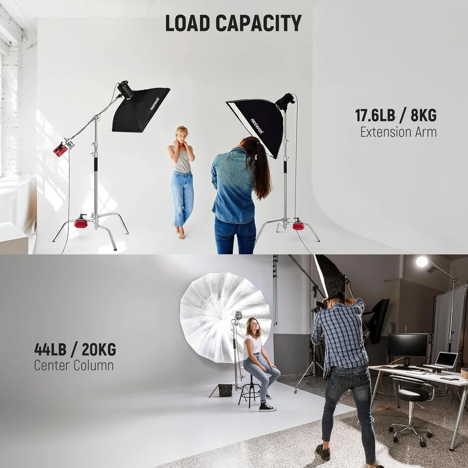 NEEWER 2 Pack 305cm/320cm Heavy Duty Stainless Steel C Stand - Image 5