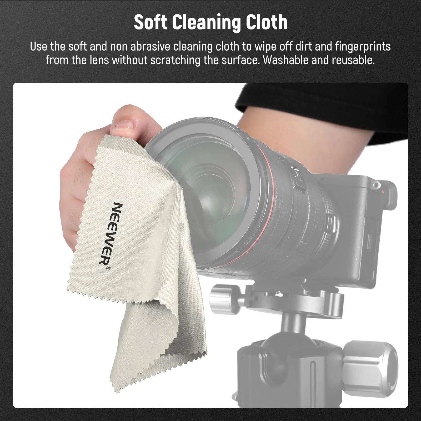 NEEWER 2 Pack Camera Lens Cap Kit with Strap&Cleaning Cloth - Image 7
