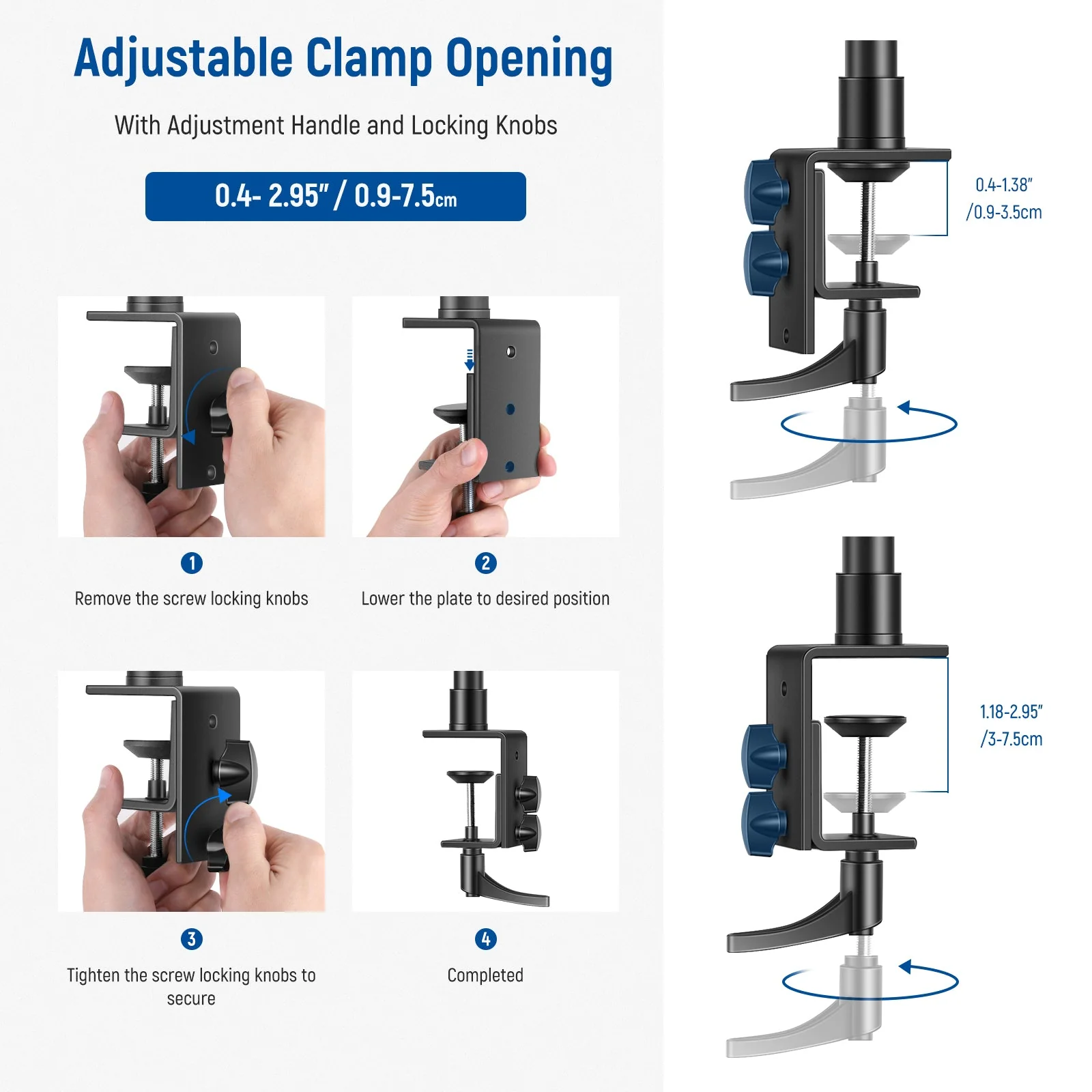 NEEWER 2 Pack Desk Mount C Clamp Light Stands - Image 5
