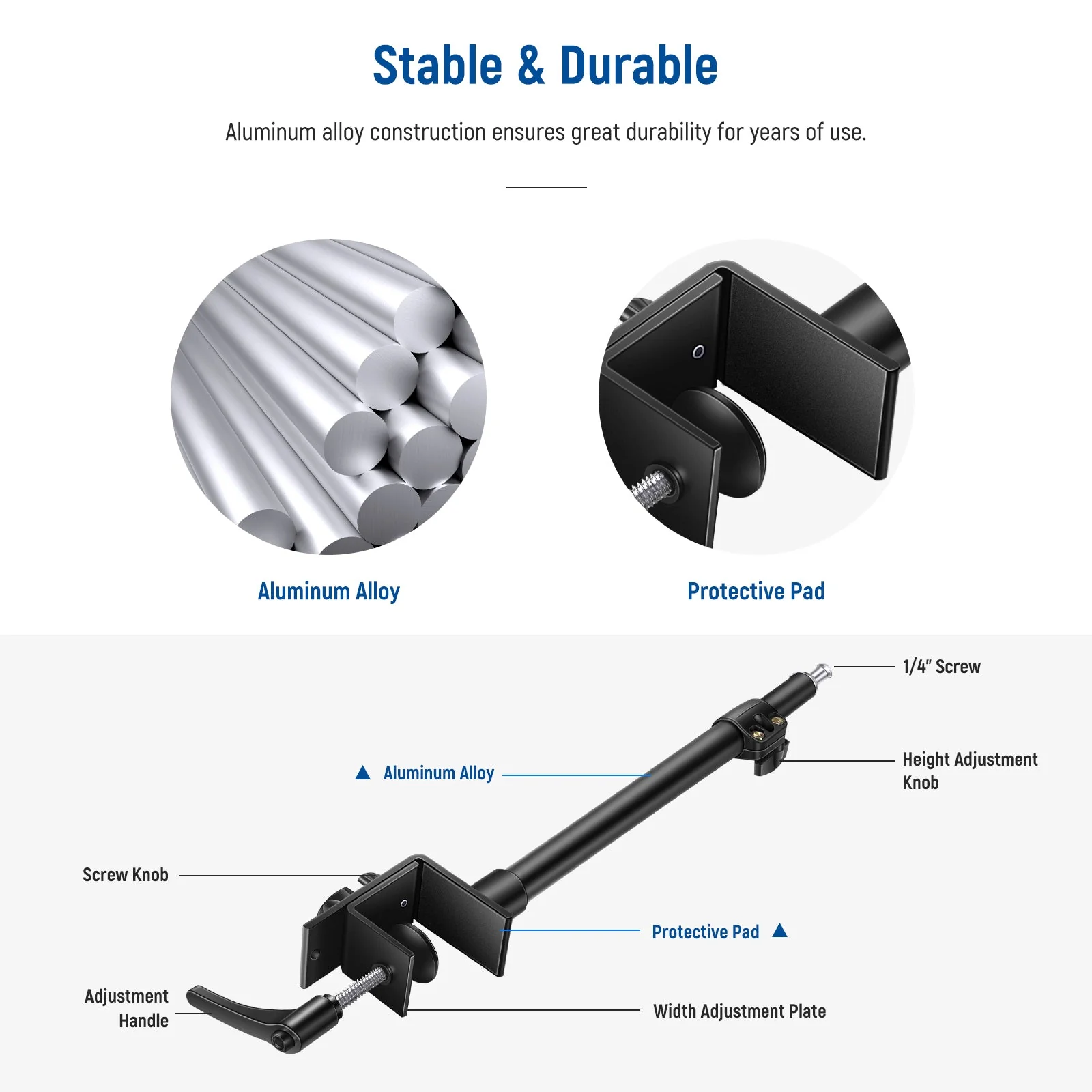 NEEWER 2 Pack Desk Mount C Clamp Light Stands - Image 6