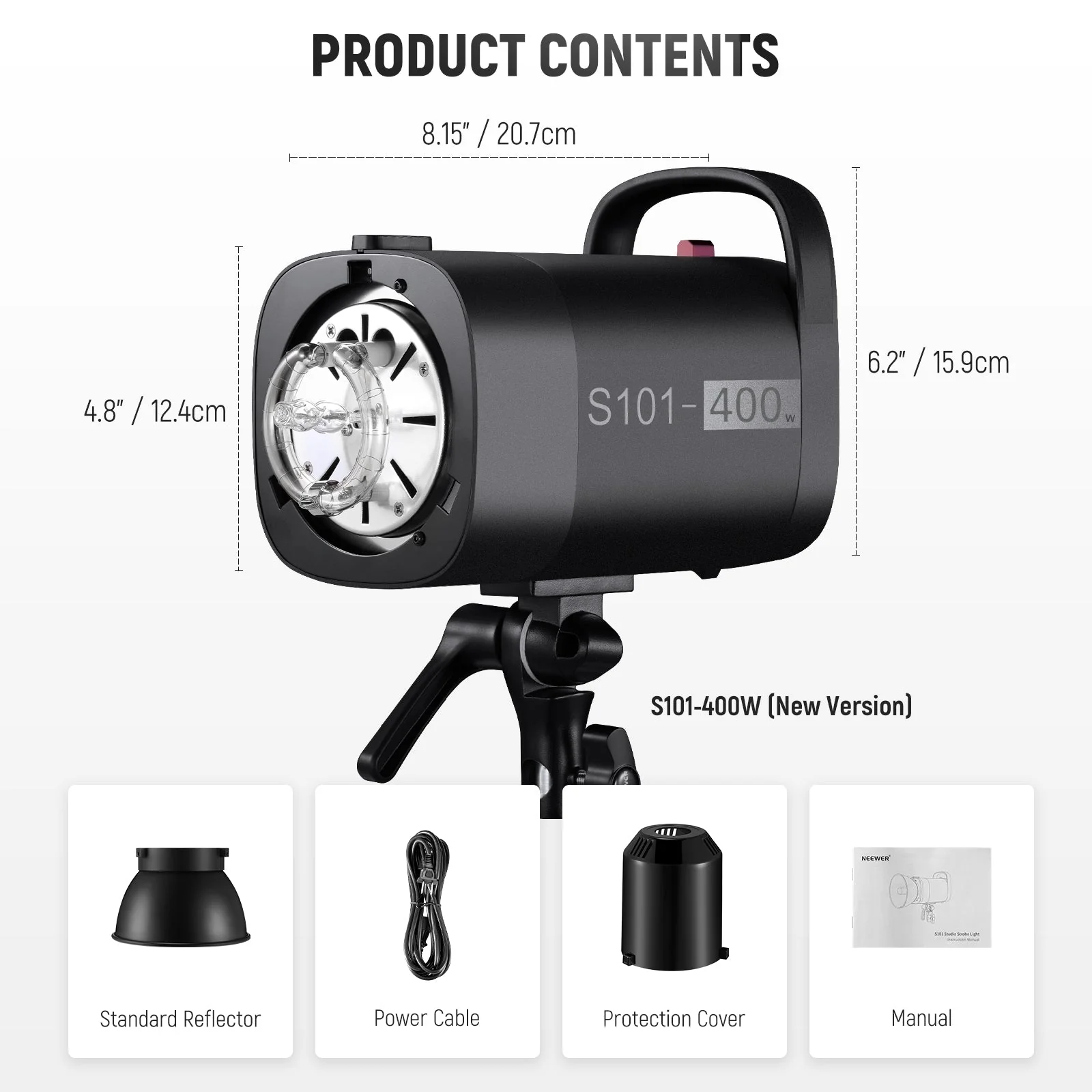 NEEWER 2 Pack S101-400W 400Ws Studio Monolight Flash Light Kit - Image 9