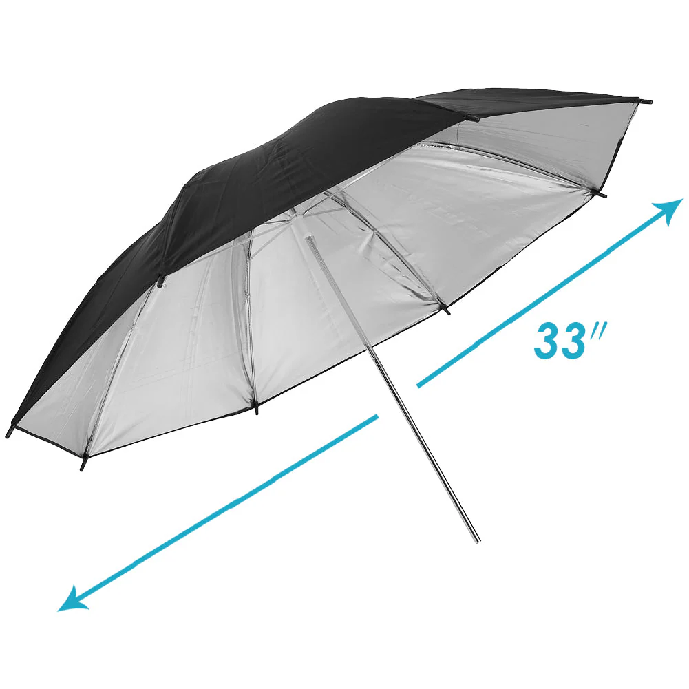 NEEWER 33"/84CM Studio Reflective Lighting Black/Silver Umbrella - Image 2