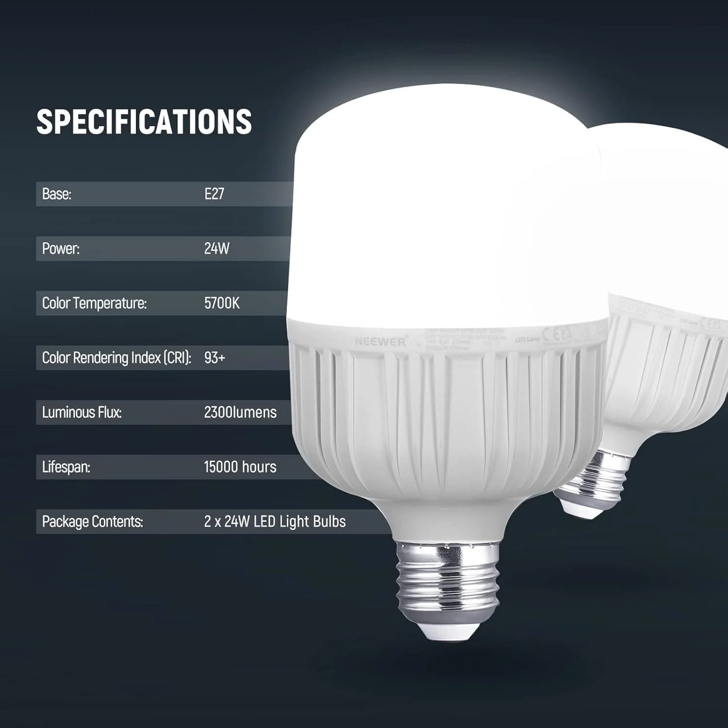 NEEWER 2 Packs E27 35W/24W LED Light Bulbs - Image 18