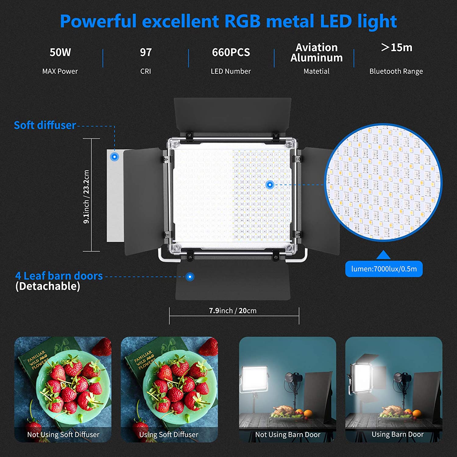 NEEWER 2 Pack RGB660 PRO LED Video Light Kit with Stands - Image 2