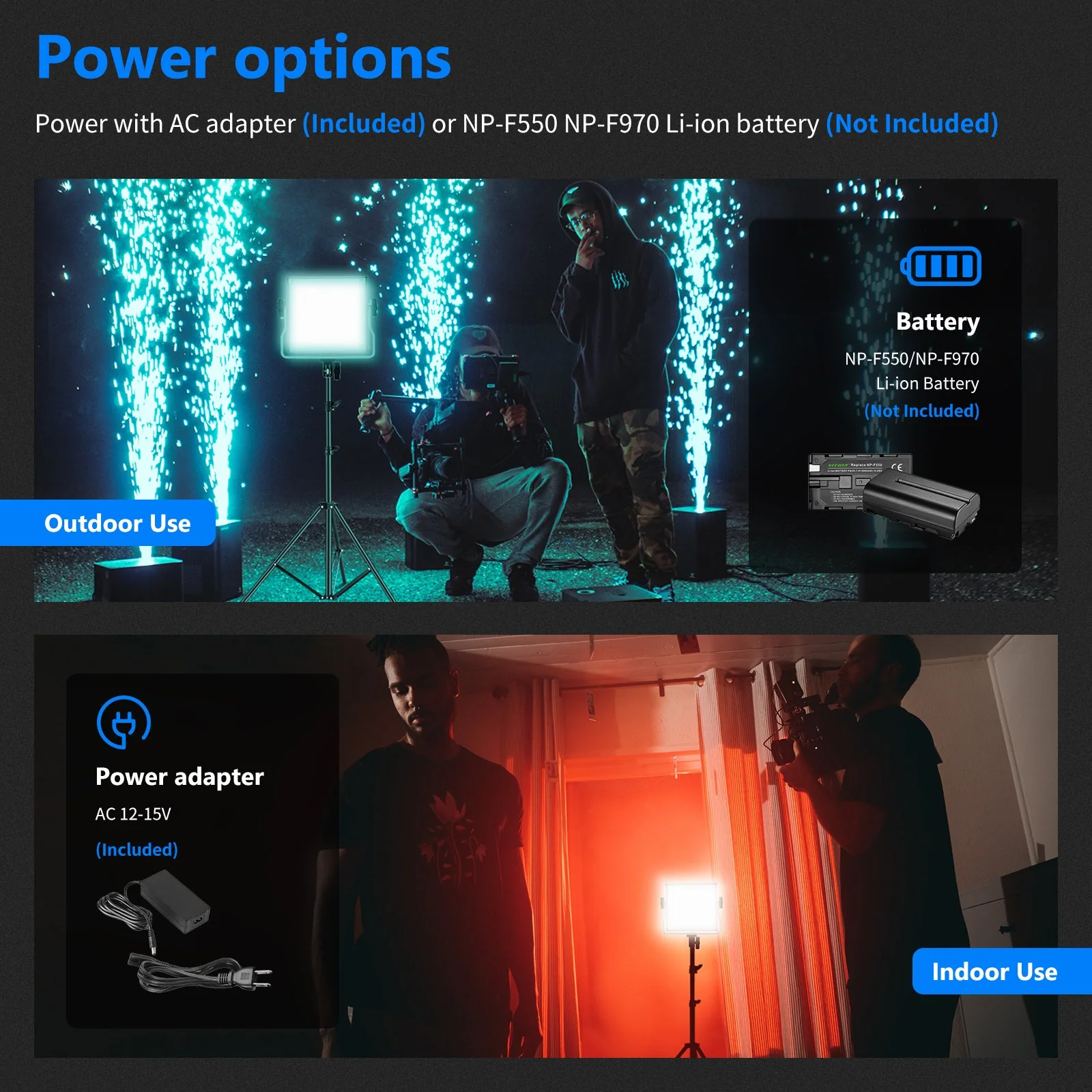 NEEWER 2 Pack RGB660 PRO LED Video Light Kit with Stands - Image 7