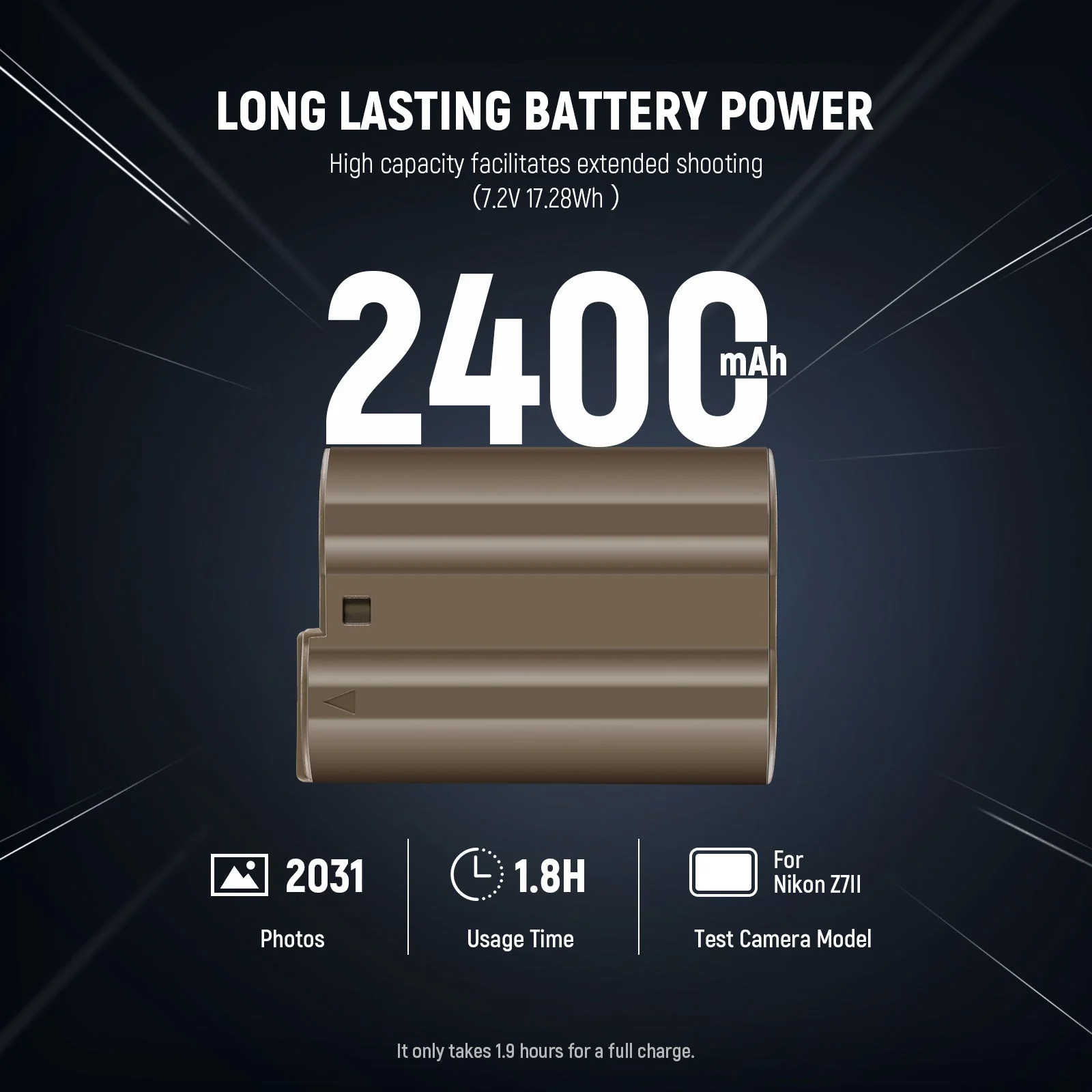 NEEWER 2400mAh EN-EL15c Replacement Camera Battery for Nikon Zf Z8 Z7 II Z6 II Z5 - Image 3