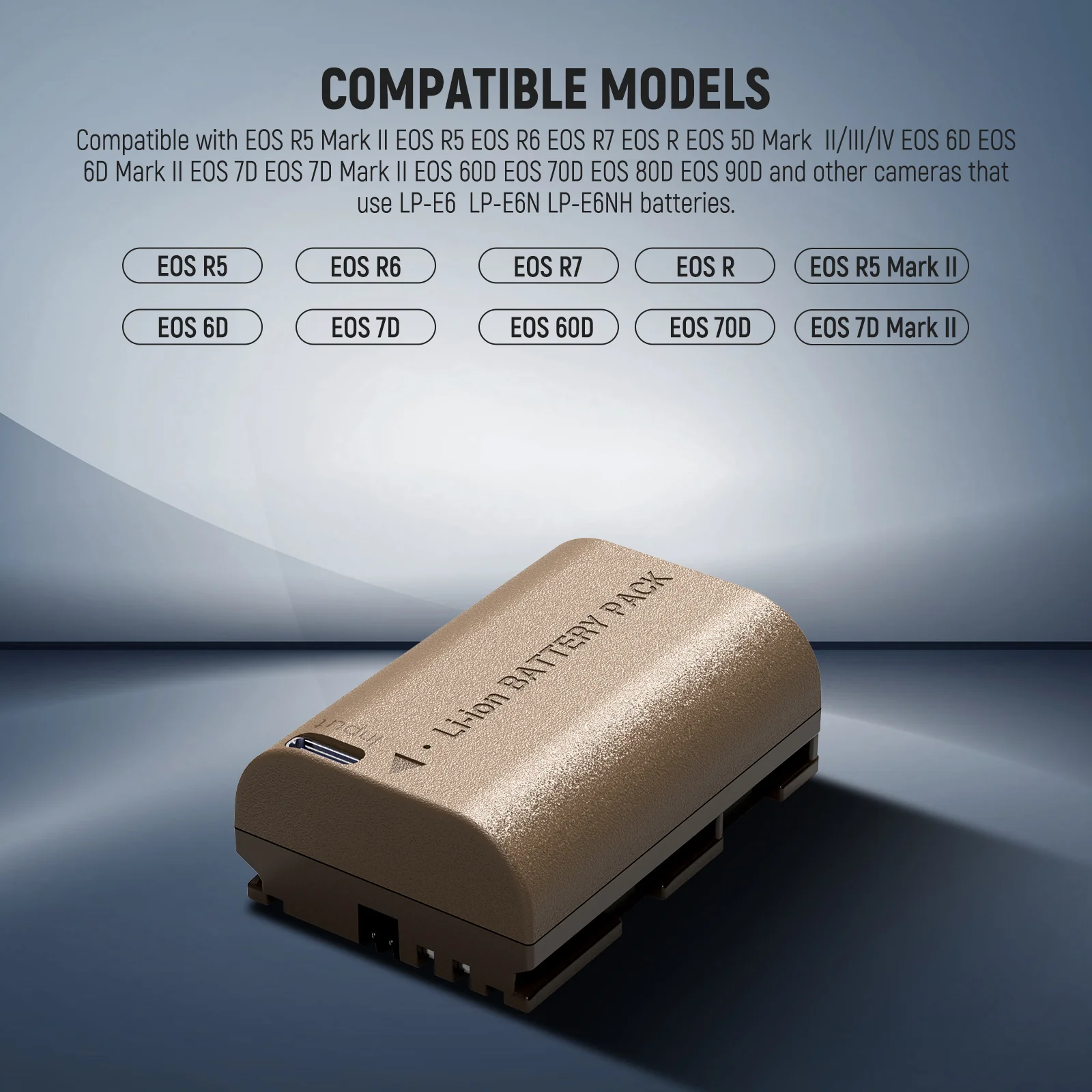 NEEWER 2200mAh LP-E6P LP-E6 LP-E6N LP-E6NH Canon Replacement Battery with Type C - Image 4
