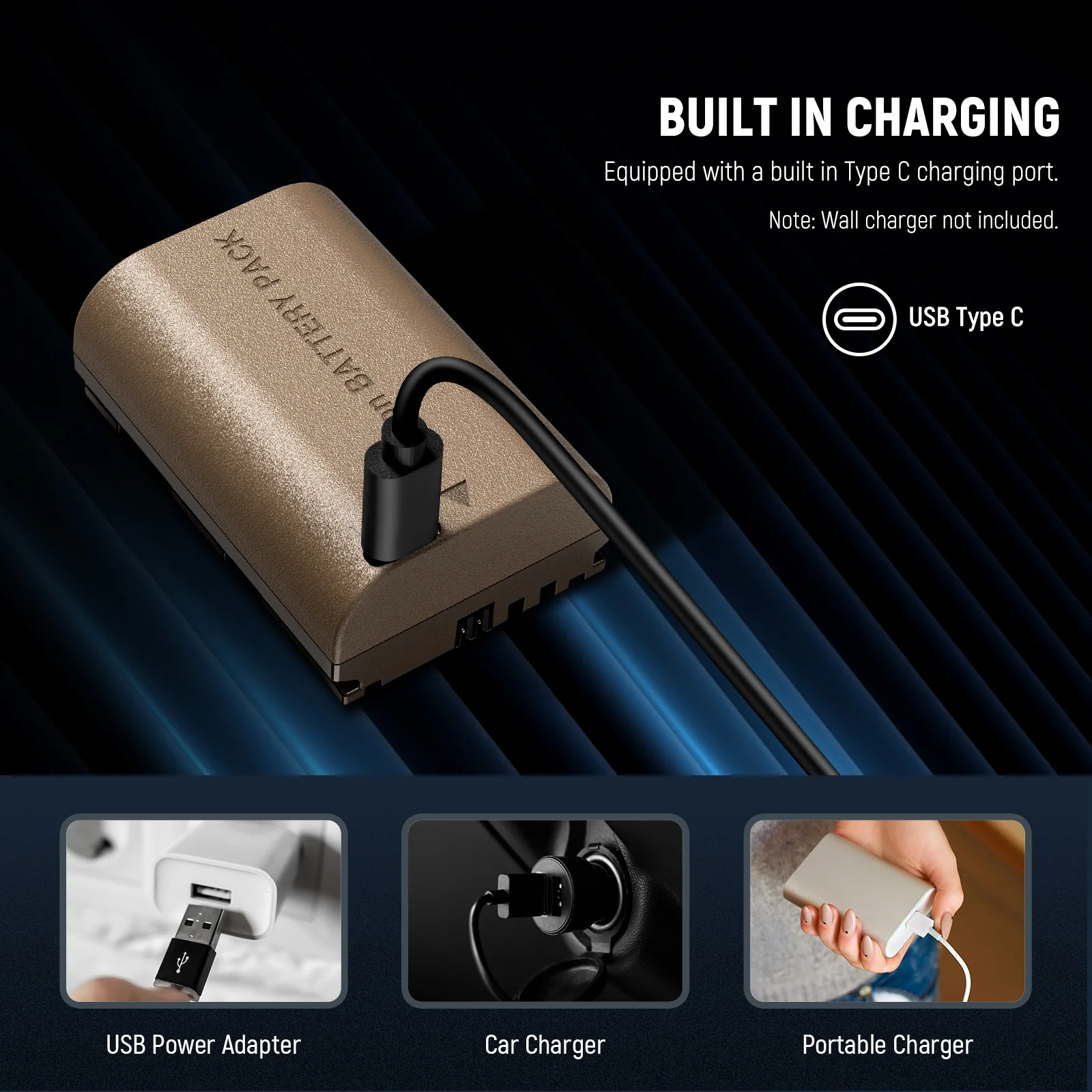 NEEWER 2200mAh LP-E6P LP-E6 LP-E6N LP-E6NH Canon Replacement Battery with Type C - Image 5