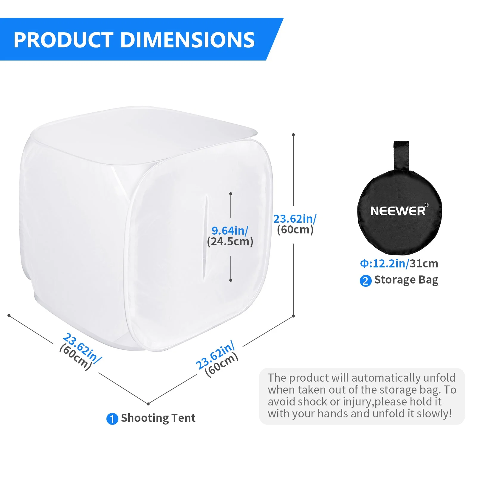 NEEWER 24x24 inch/60x60 cm Photo Studio Shooting Tent - Image 3