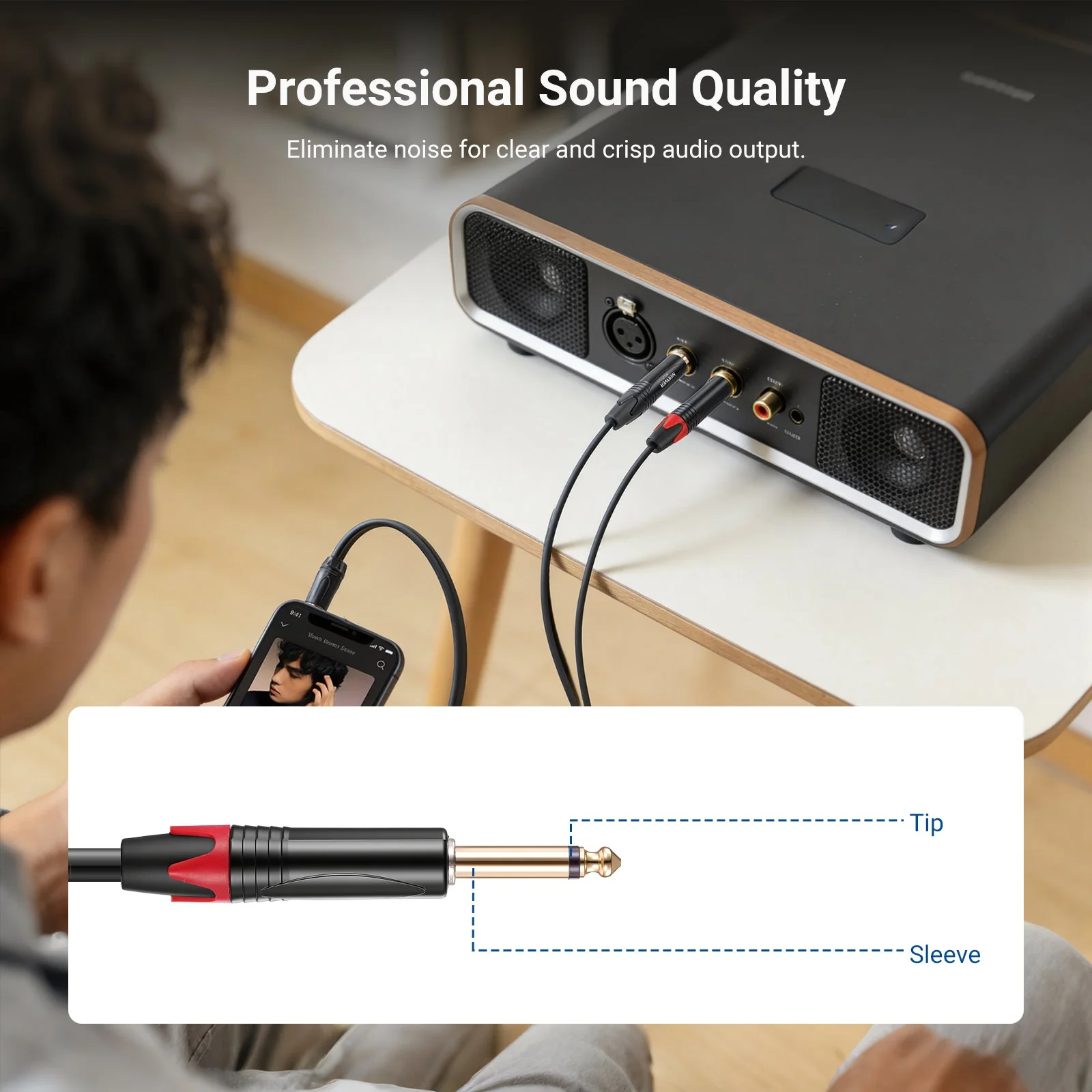 NEEWER 3.5mm 1/8 TRS to 1/4 Dual 6.35mm TS Breakout Cable - Image 5