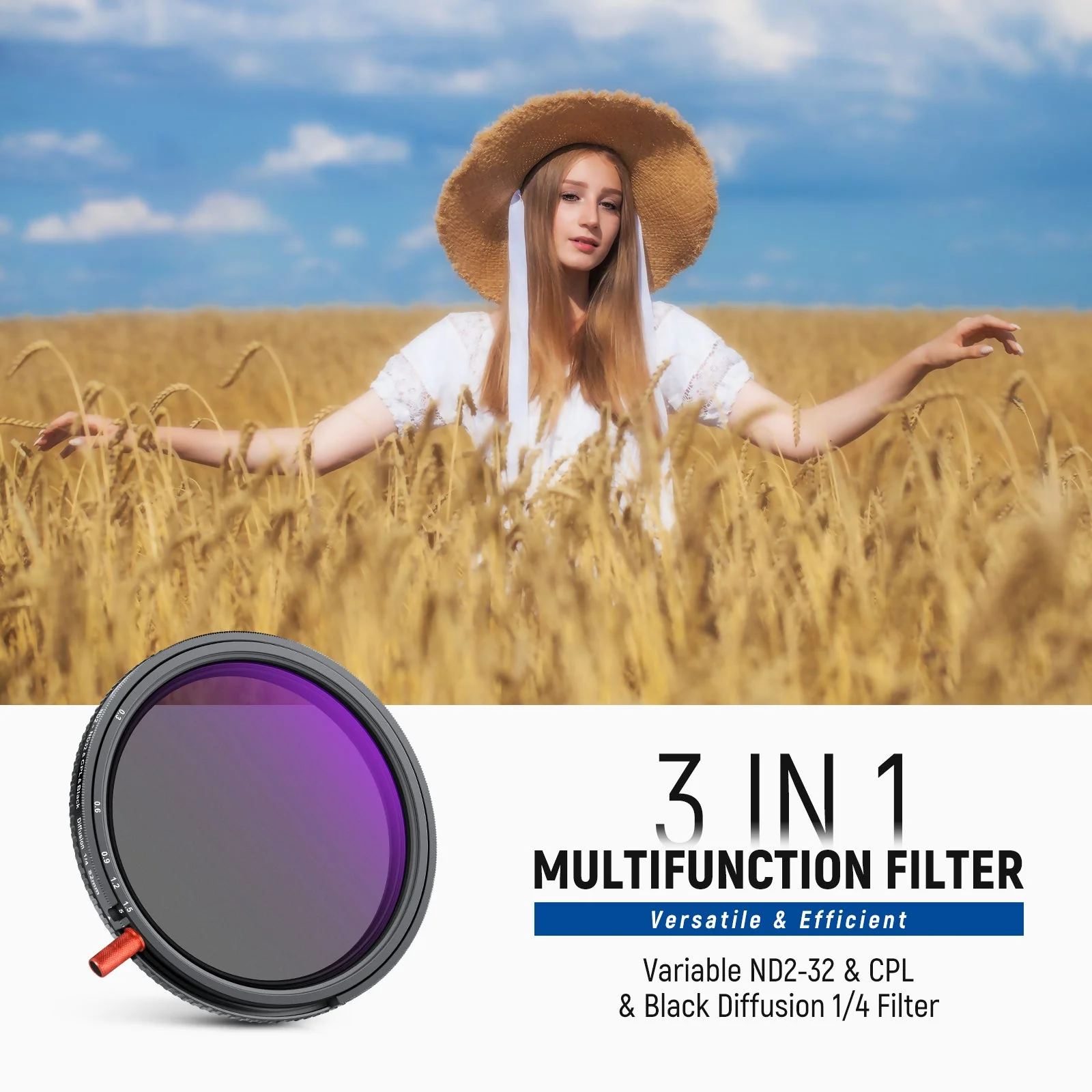 NEEWER 3 In 1 CPL/Black Diffusion/Variable ND2-32 Filter - Image 2