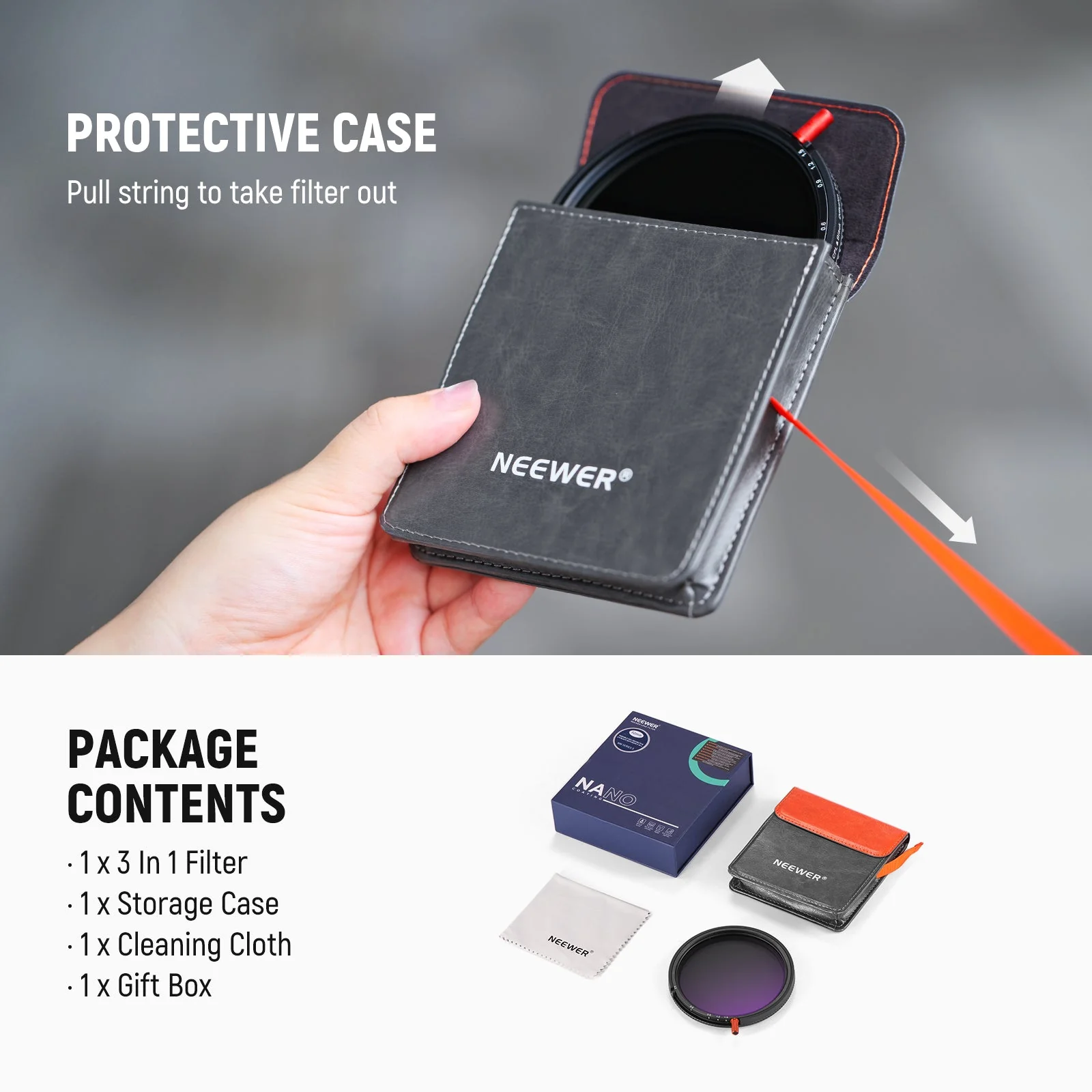 NEEWER 3 In 1 CPL/Black Diffusion/Variable ND2-32 Filter - Image 9