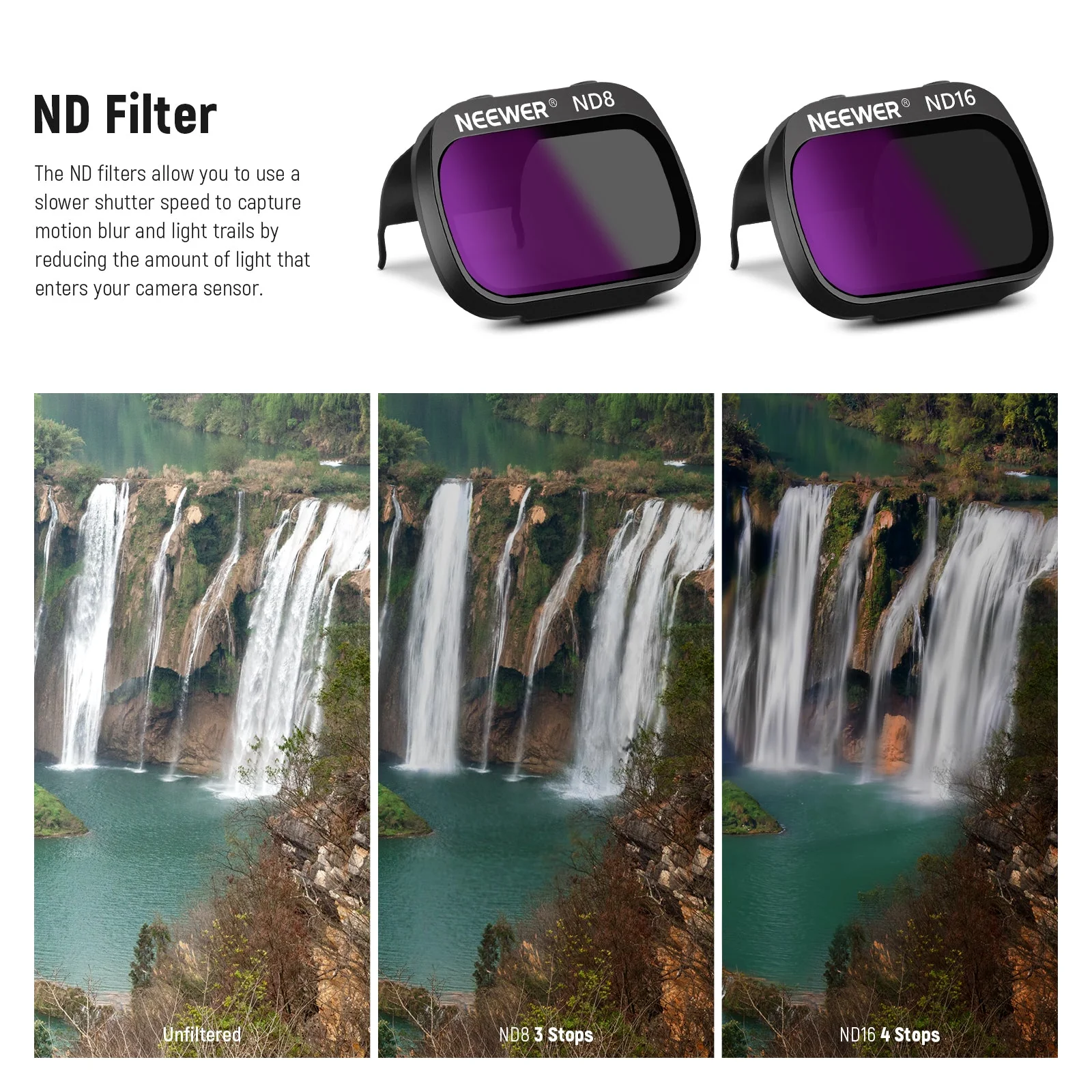 NEEWER 3-Pack ND Filter Set compatible with DJI Mavic Mini/Mini 2/Mini SE/Mini 2SE - Image 2