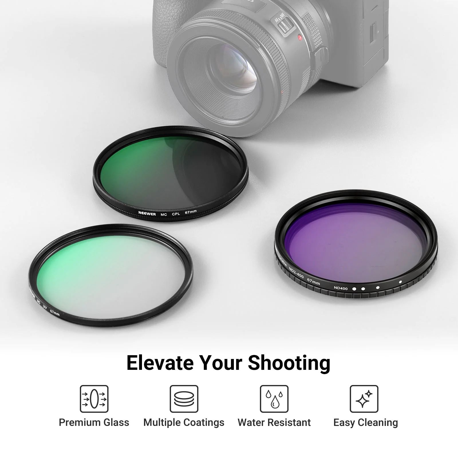 NEEWER 3 Pack Variable ND + CPL + UV Filter Kit - Image 2