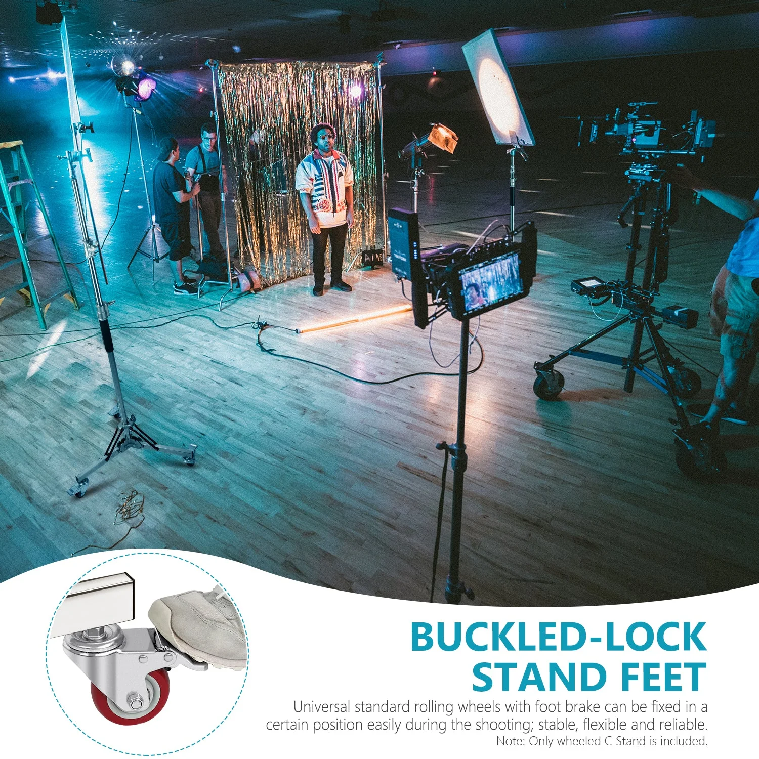 NEEWER 305cm Stainless Steel Heavy Duty Wheeled Light Stand - Image 7