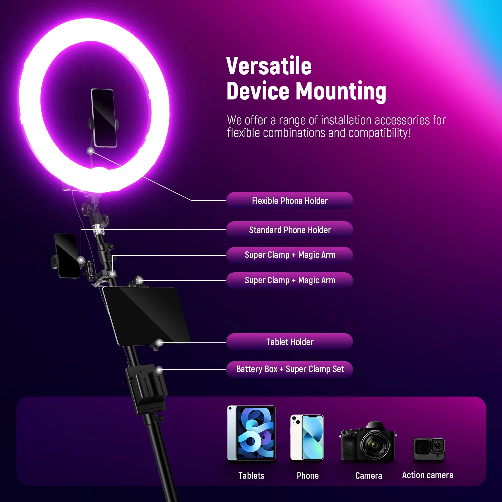 NEEWER 39.4"/100cm 360° Panoramic Photo Booth Set with RGB LED Strip - Image 5