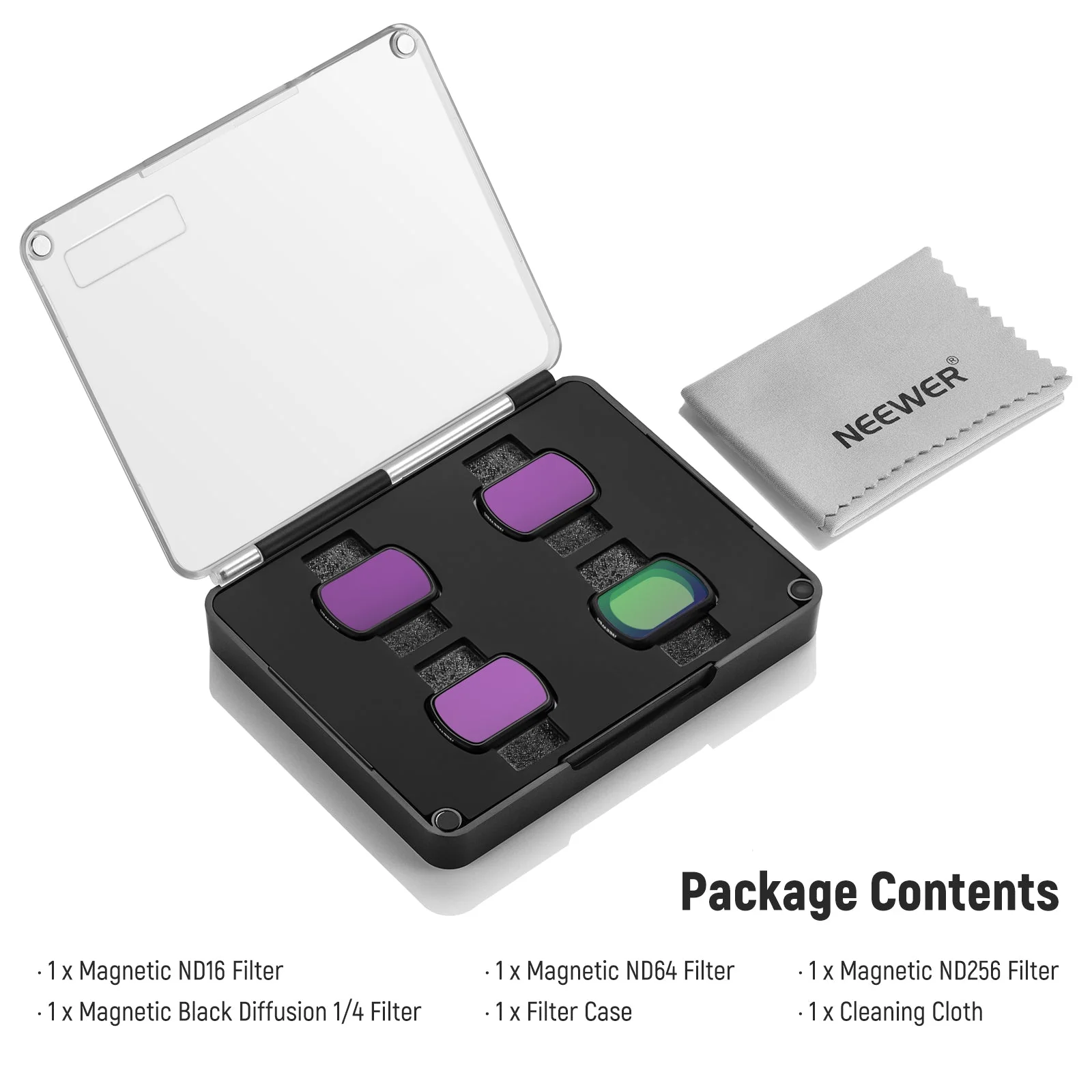 NEEWER FL-42 4 Pack Magnetic ND & Black Diffusion 1/4 Filter Kit for Pocket 3 / Pocket 4 - Image 10