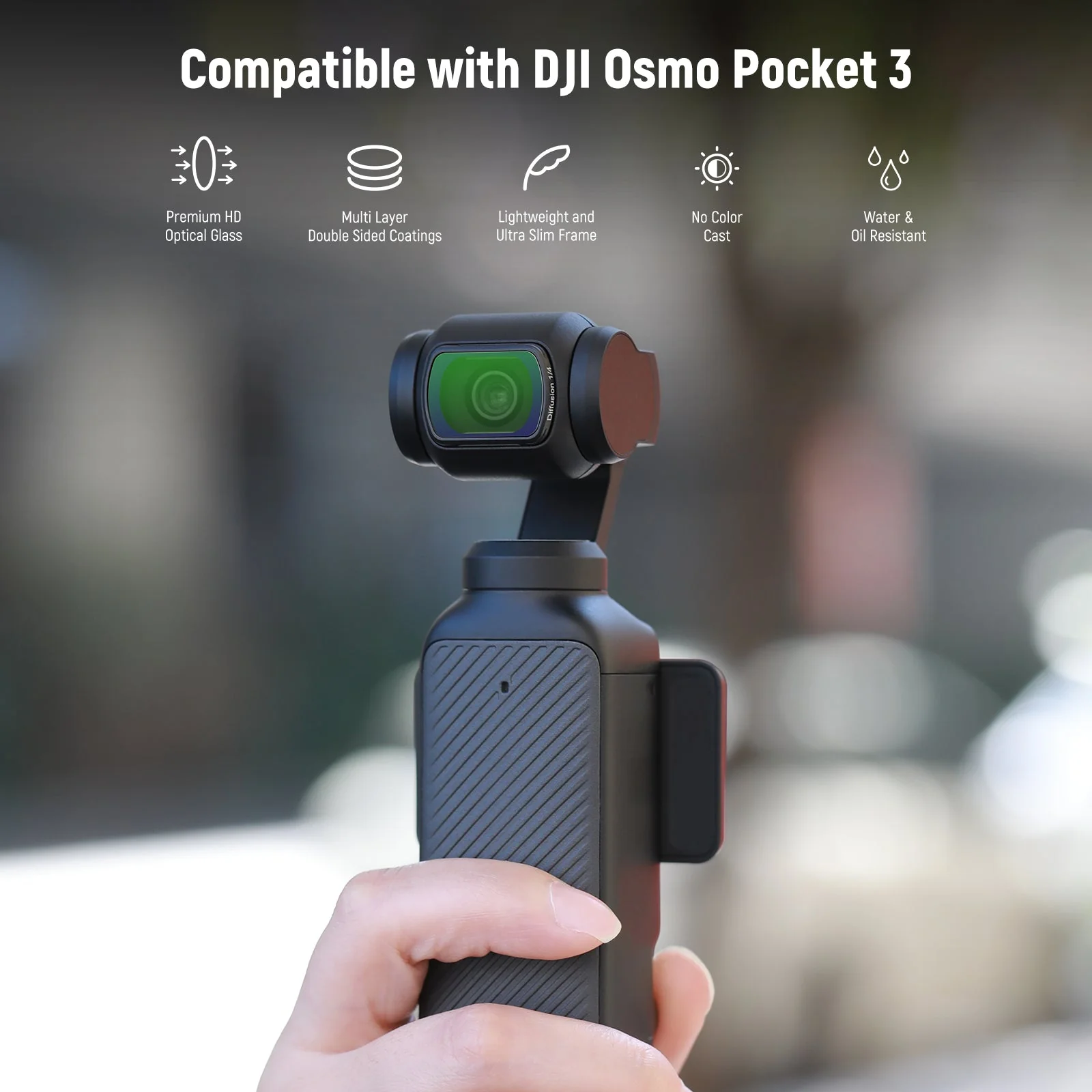 NEEWER FL-42 4 Pack Magnetic ND & Black Diffusion 1/4 Filter Kit for Pocket 3 / Pocket 4 - Image 3